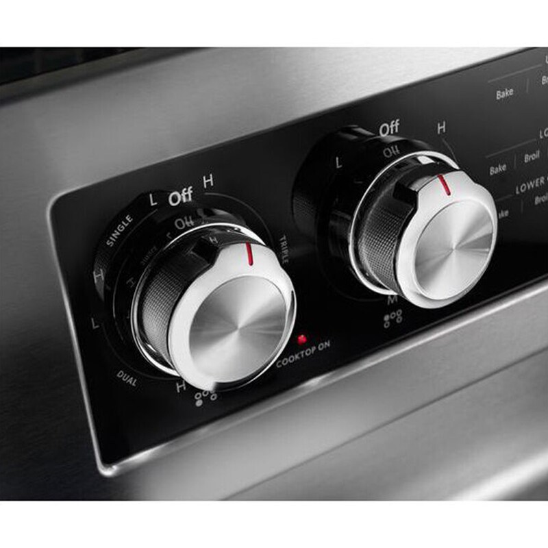 KitchenAid 30 in. 6.7 cu. ft. True European Convection Double Oven Electric Range with Radiant Burners - Stainless Steel, Stainless Steel, hires