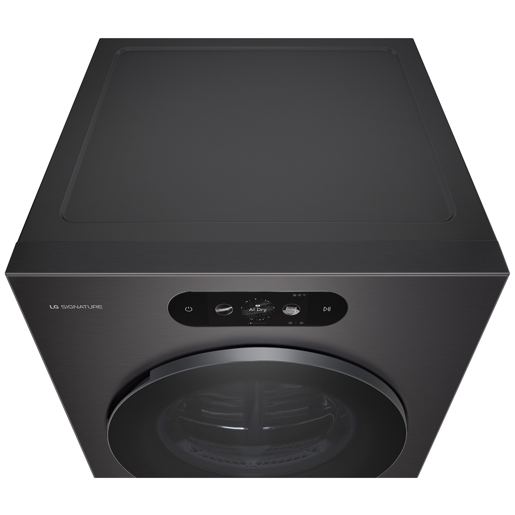 LG Signature 29 in. 9.0 cu. ft. Smart Stackable Gas Dryer with Built-In Intelligence, TurboSteam, AI Sensor Dry & Sanitize Cycle - Brushed Black Steel, , hires