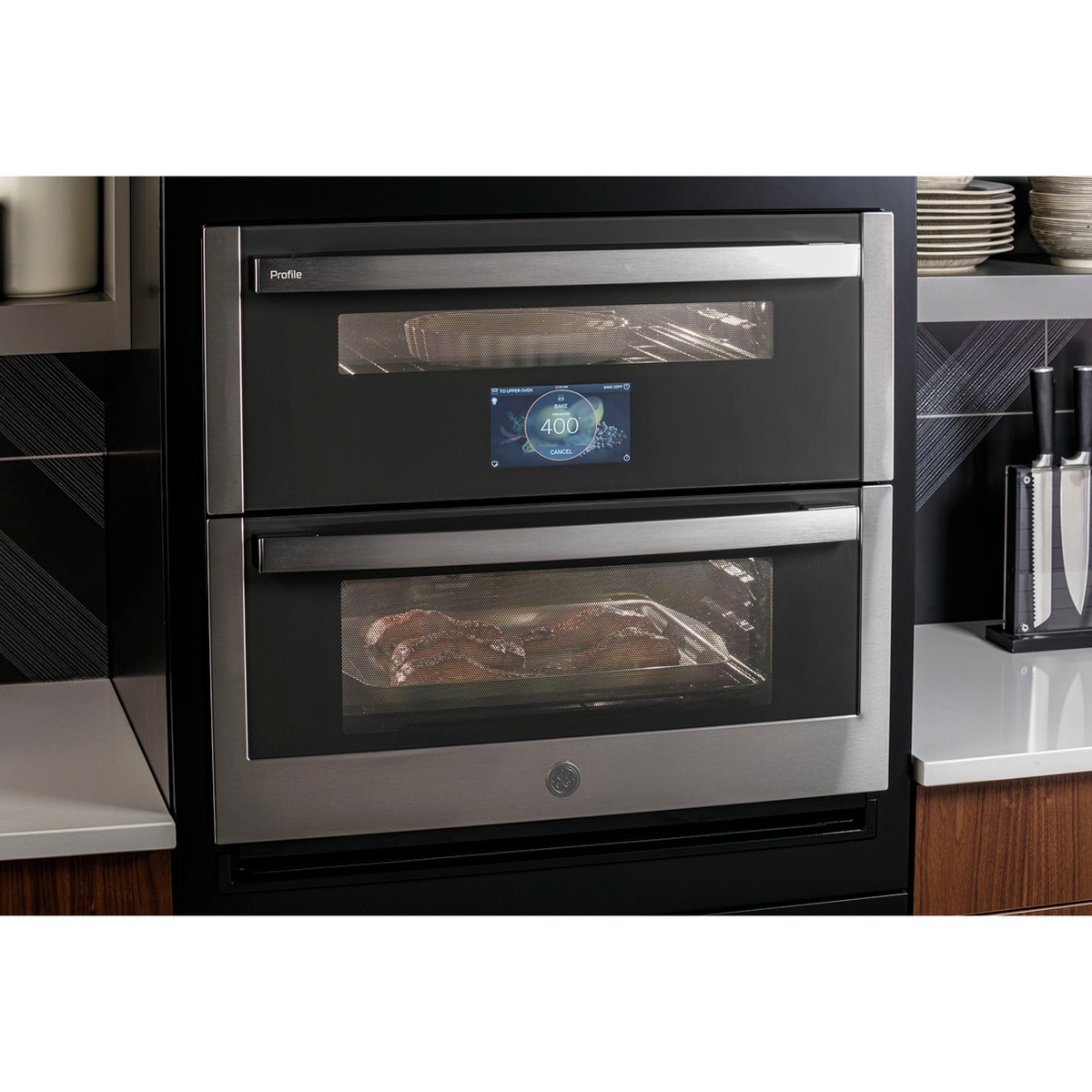 GE Profile 30 in. 5 cu. ft. Smart Front Control Electric Double Wall Oven with True European Convection - Stainless Steel, , hires