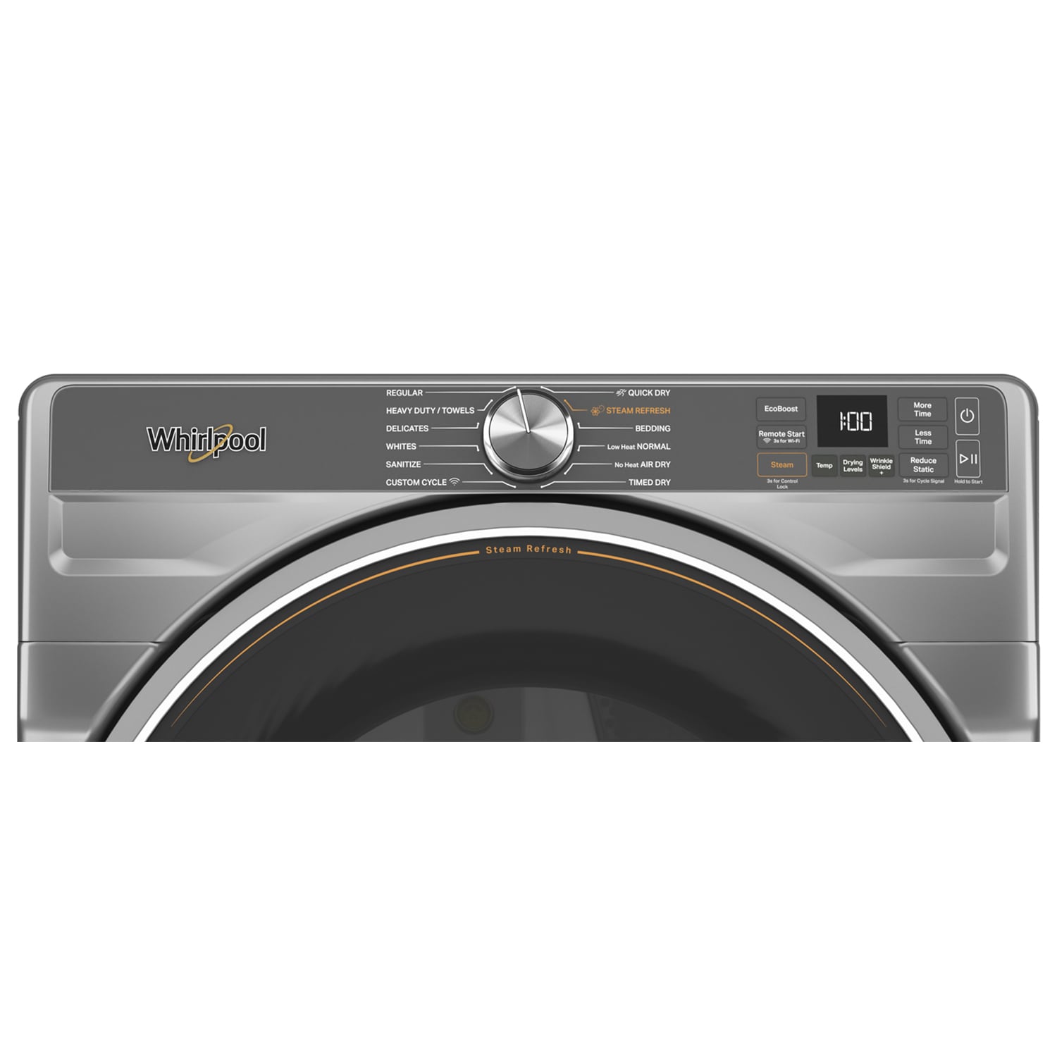 Whirlpool 27 in. 7.4 cu. ft. Smart Stackable Gas Dryer with Sensor Dry, Sanitize & Steam Cycle - Radiant Silver, Silver, hires