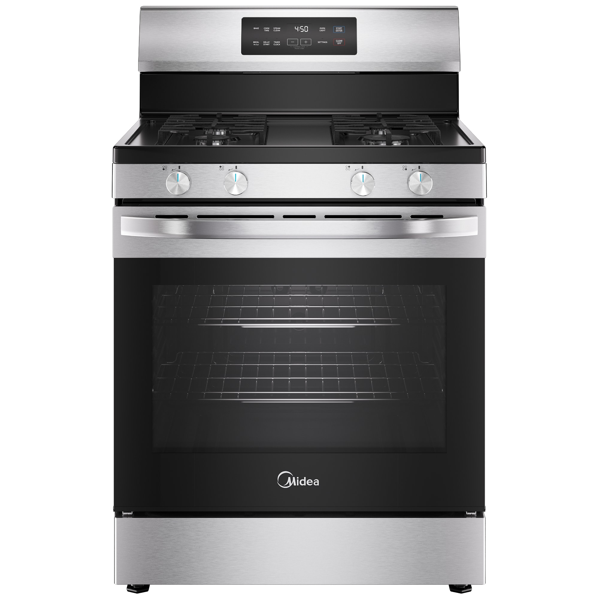 Midea 30 in. 6.1 cu. ft. Gas Range with 4 Sealed Burners - Stainless Steel, Stainless Steel, hires