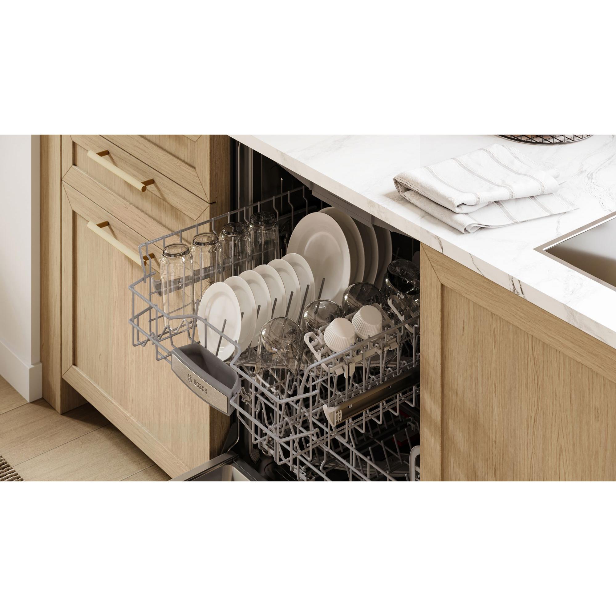 Bosch 800 Series 24 in. Top Control Smart Dishwasher with 42 dBA Sound Level, 3rd Rack, CrystalDry & Pocket Handle - Stainless Steel, , hires