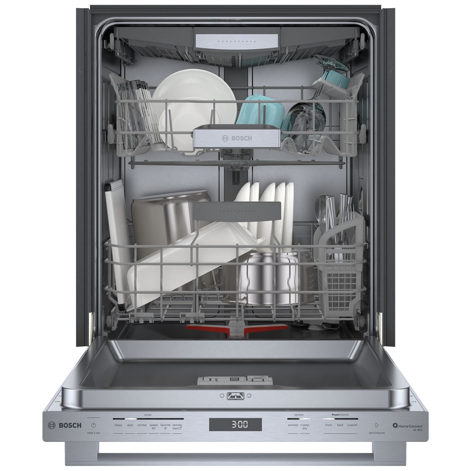 Bosch 800 Series 24 in. Top Control Smart Dishwasher with 42 dBa Sound Level, 3rd-Rack & CrystalDry - Stainless Steel, Stainless Steel, hires