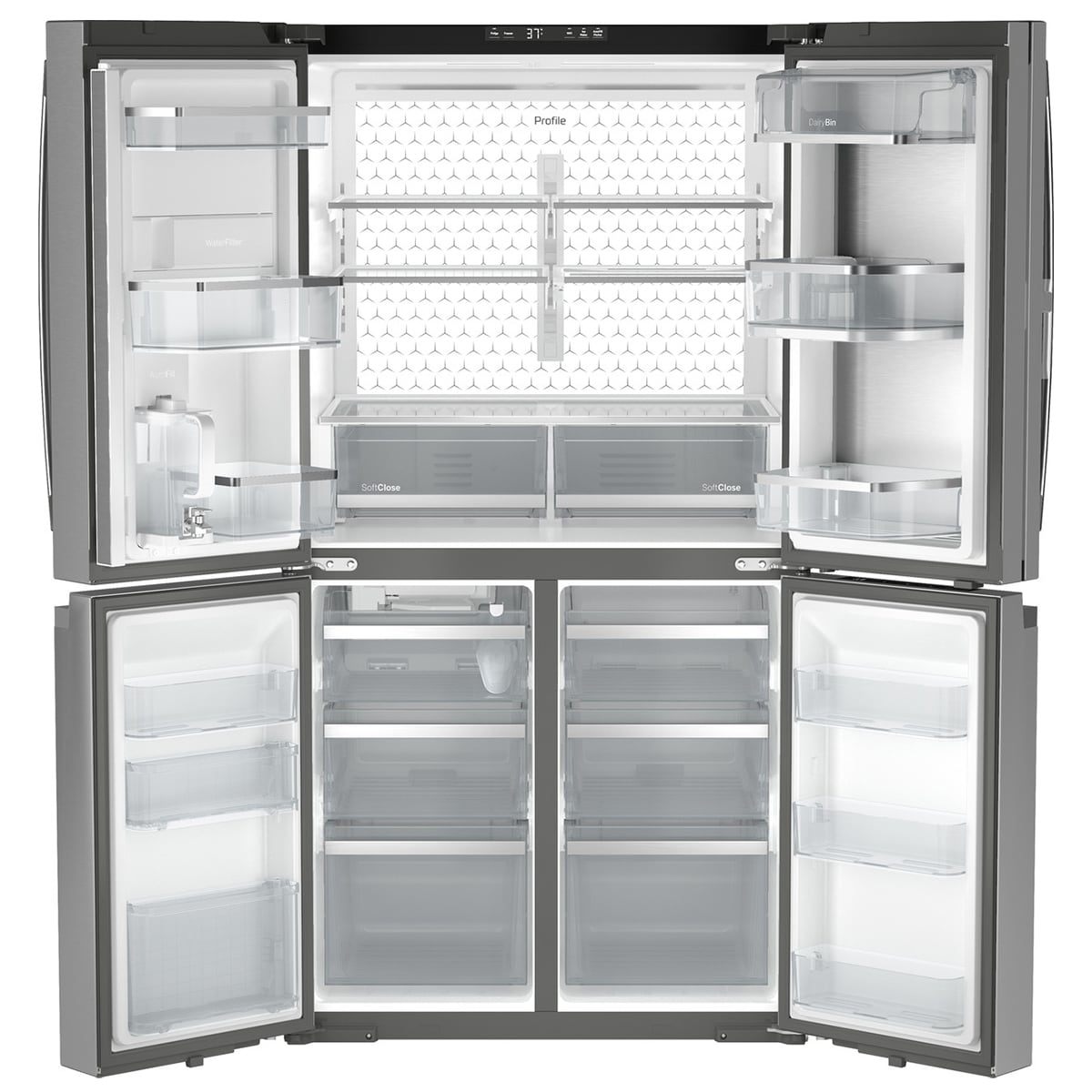 GE Profile 36 in. 22.9 cu. ft. Smart Counter Depth 4-Door French Door Refrigerator with Internal Water AutoFill Pitcher - Fingerprint Resistant Stainless, , hires