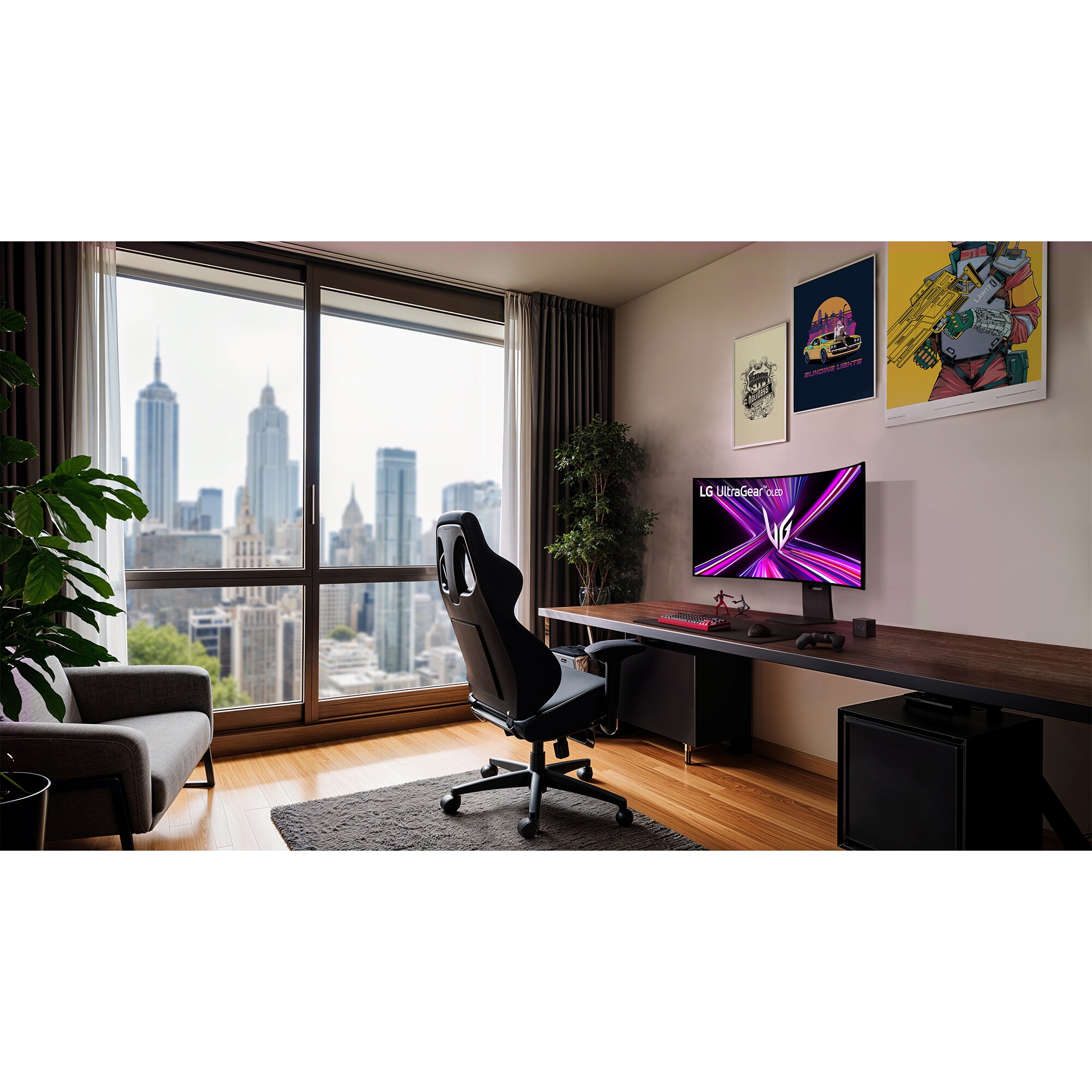 LG UltraGear 45 in. OLED Dual Mode (5K2K WUHD 165Hz, WFHD 330Hz) 0.03ms G-Sync/FreeSync Premium Pro Gaming Monitor - Black, , hires