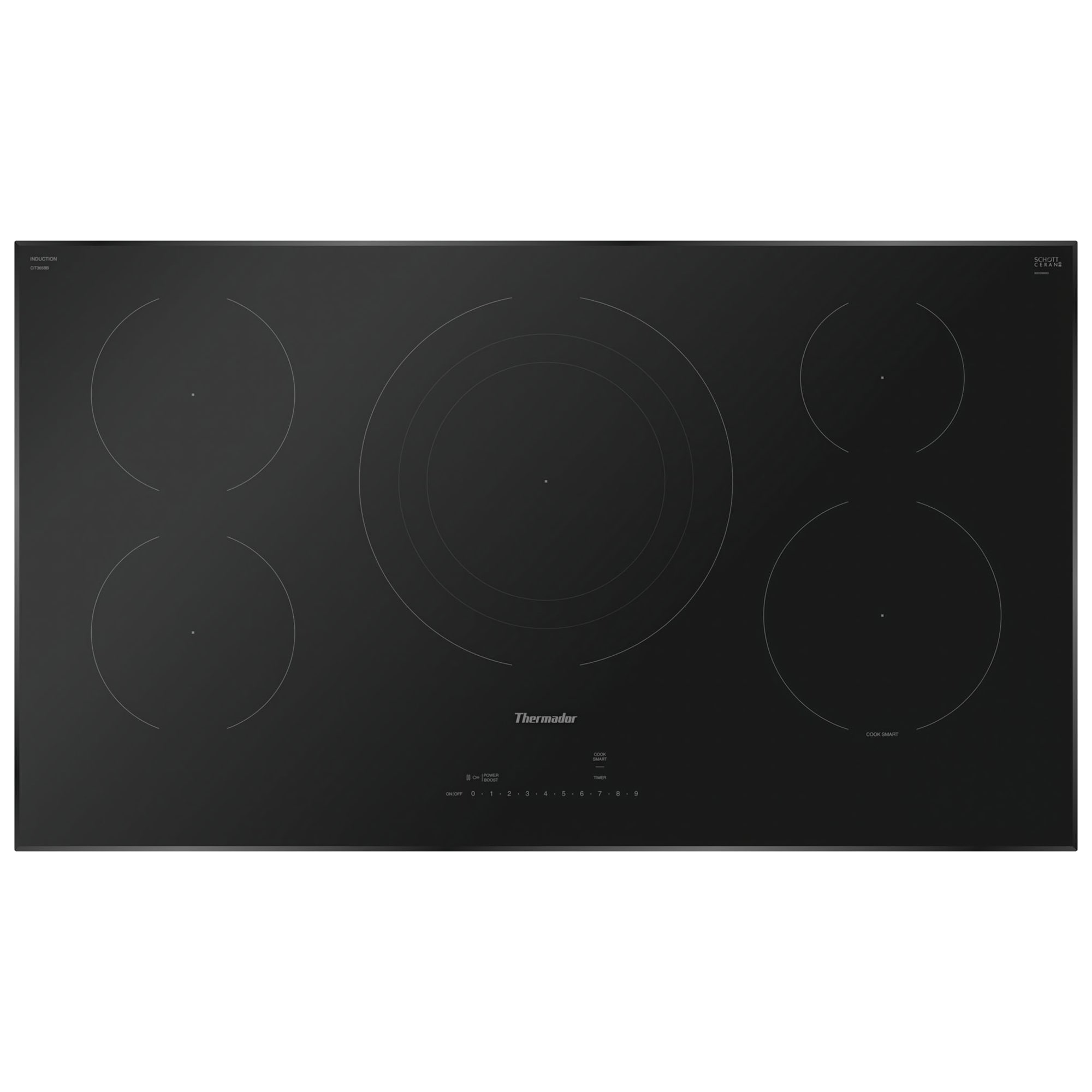 Thermador Masterpiece Series 36 in. 5-Burner Smart Induction Cooktop with Power Burner - Black Glass, , hires