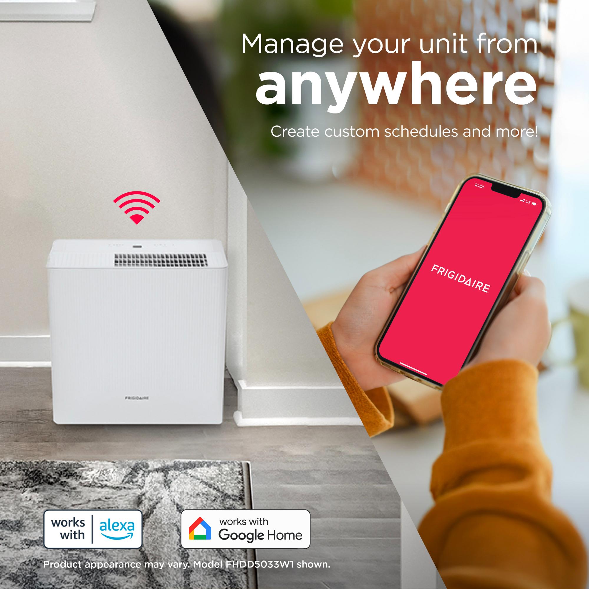 Frigidaire 50 Pint Energy Star Smart Portable Dehumidifier with 2 Fan Speeds - White, , hires