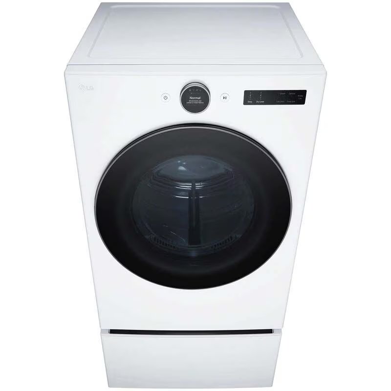 LG 27 in. 7.4 cu. ft. Smart Stackable Electric Dryer with AI Sensor Dry, Turbo Steam, Sanitize & Steam Cycle - White, White, hires