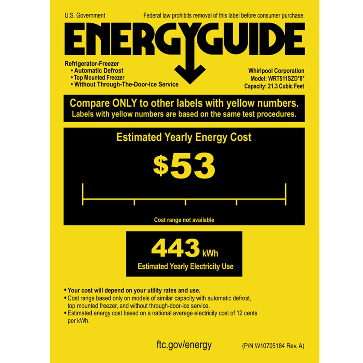 Whirlpool 33 in. 21.3 cu. ft. Top Freezer Refrigerator - White, White, hires