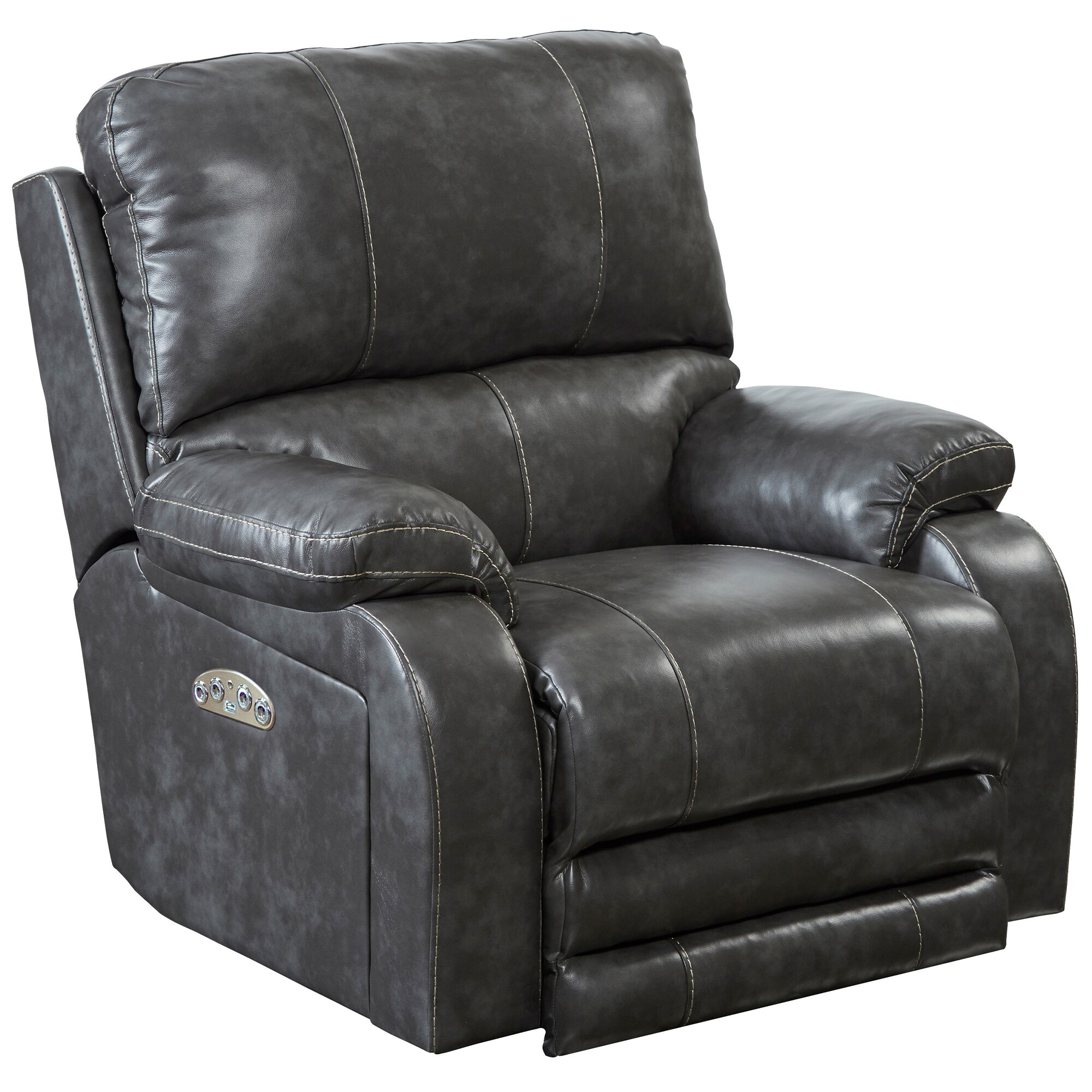 Catnapper Thornton Power Lay Flat Recliner with Power Headrest - Steel, Steel, hires