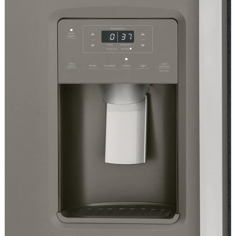 GE 33 in. 23 cu. ft. Side by Side Refrigerator with Ice & Water Dispenser - Fingerprint Resistant Slate, , hires
