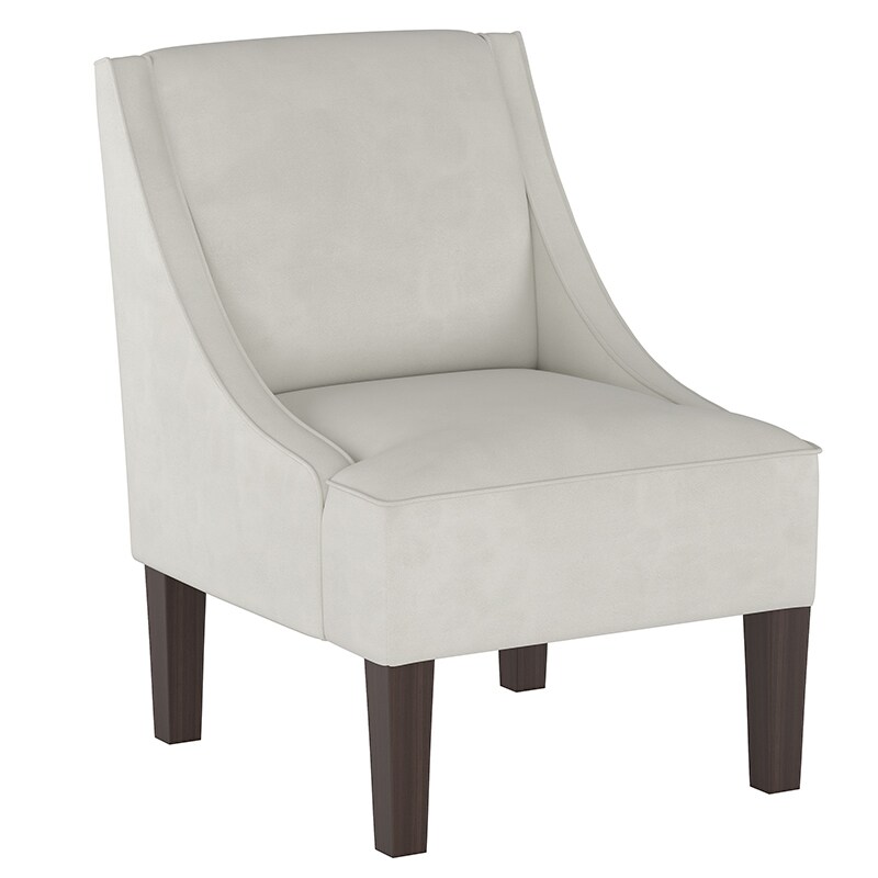 Skyline Furniture Swoop Arm Chair in Velvet Fabric Light Grey P.C