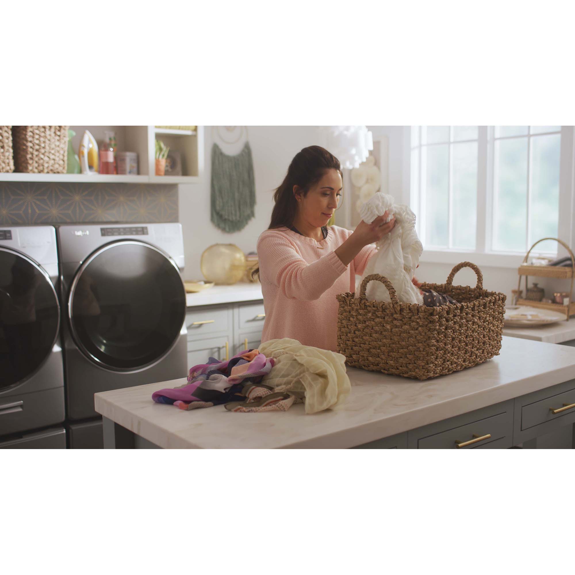 Whirlpool 27 in. 5.0 cu. ft. Stackable Front Load Washer with Sanitize Cycle, Steam Wash & Load-&-Go XL Dispenser - White, , hires