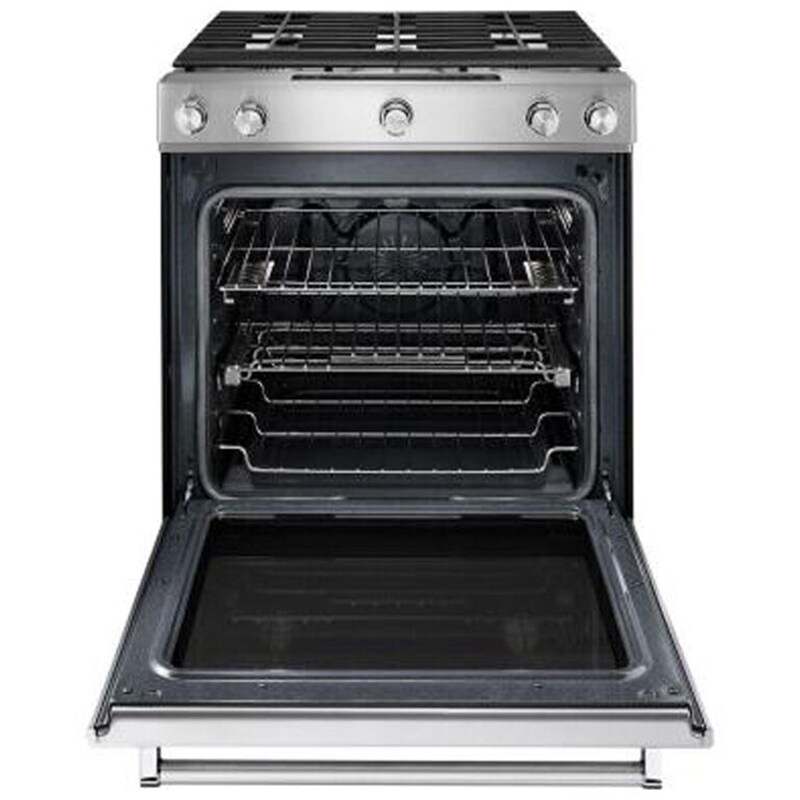 KitchenAid 30 in. 6.5 cu. ft. True European Convection Slide-In Gas Range with 5 Sealed Burners & Griddle - Stainless Steel, , hires