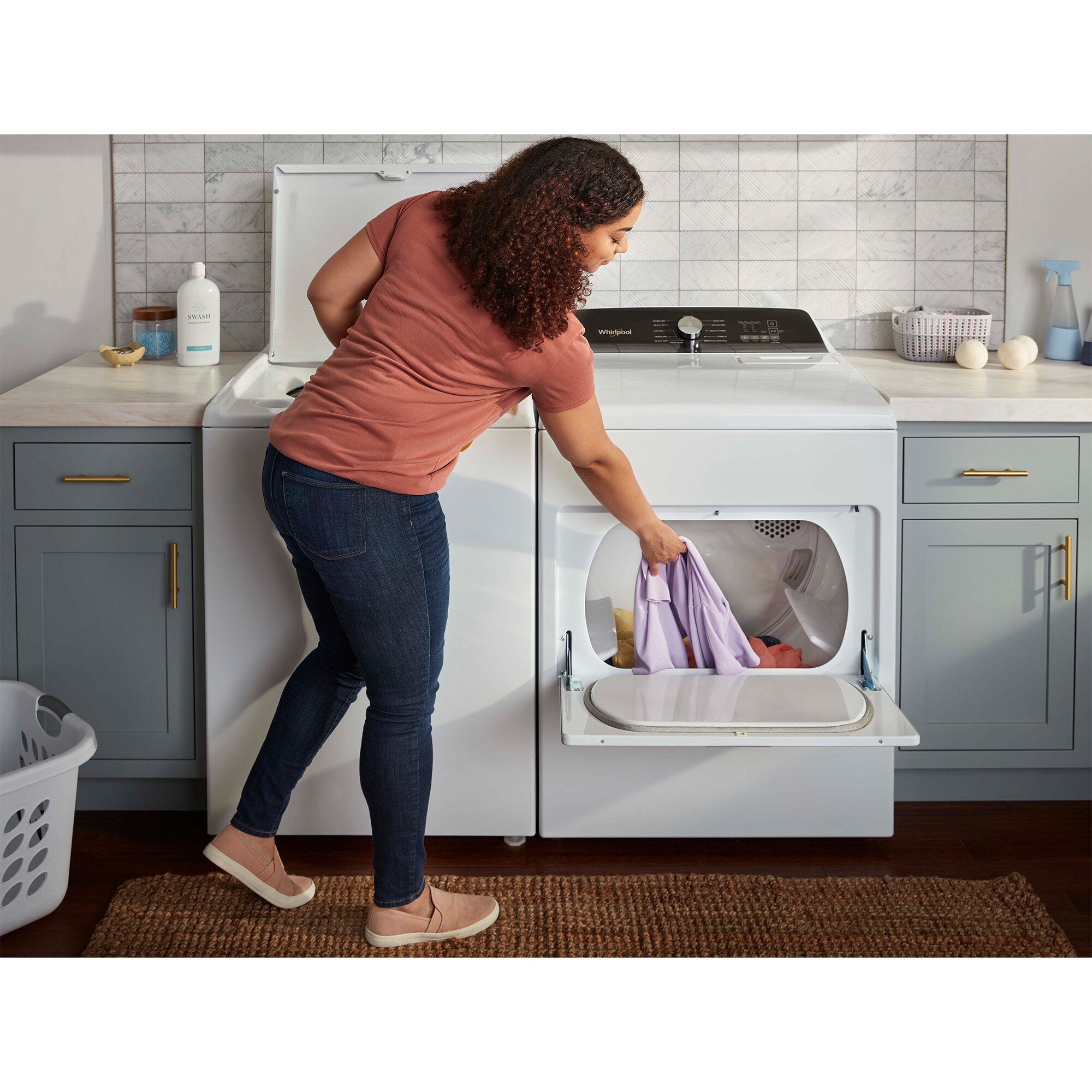 Whirlpool 29 in. 7.0 cu. ft. Top Loading Electric Dryer with 11 Dryer Programs, 1 Dry Options, Wrinkle Care & Sensor Dry - White, , hires