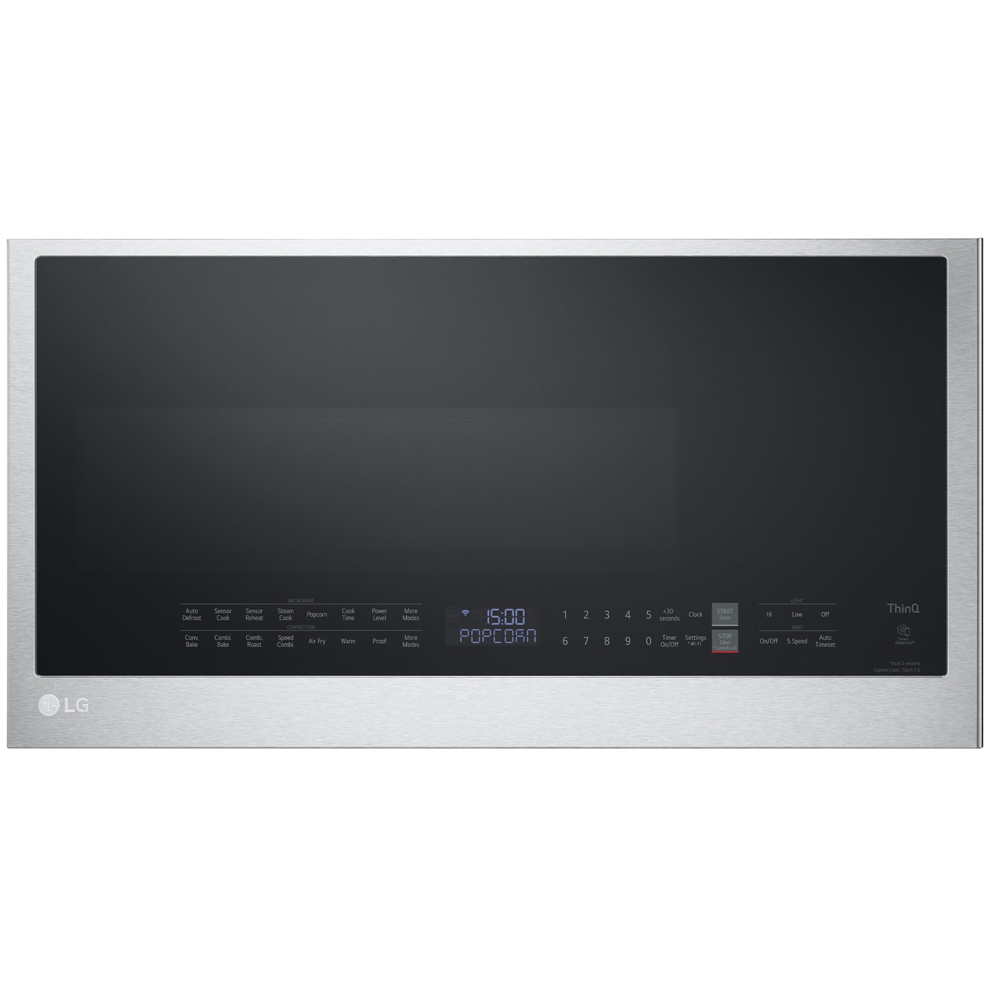 LG 30 in. 1.7 cu. ft. 950W Smart Over-the-Range Microwave with 300 CFM, Convection & Sensor Cooking - PrintProof Stainless Steel, PrintProof Stainless Steel, hires