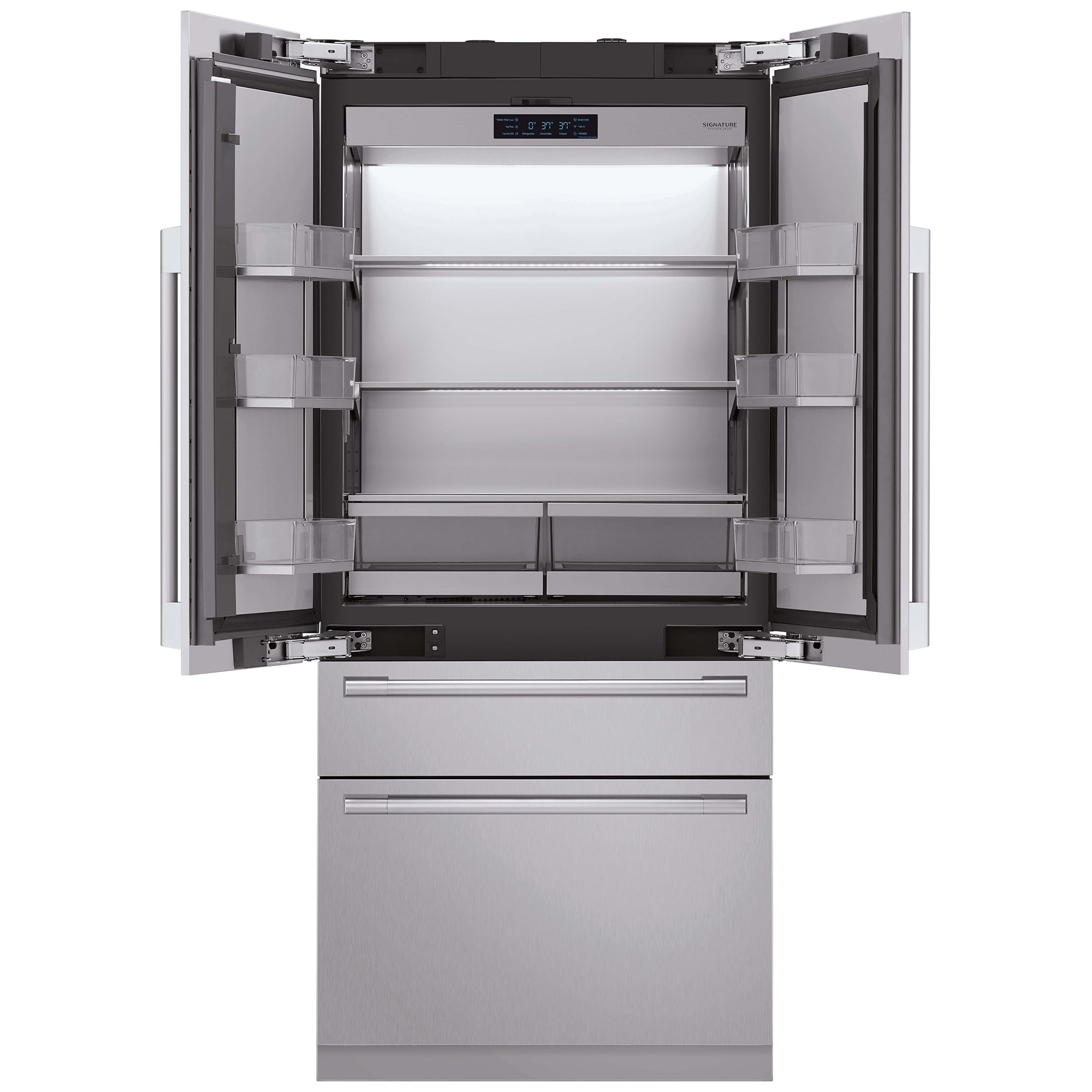 Signature Kitchen Suite 36 in. 19.3 cu. ft. Built-In Smart Counter Depth 4-Door French Door Refrigerator with Internal Water Dispenser - Custom Panel Ready, , hires