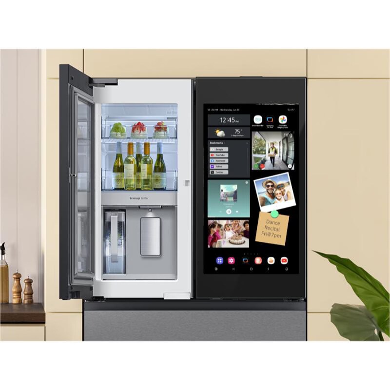 Samsung Bespoke 36 in. 22.5 cu. ft. Smart Counter Depth 4-Door French Door Refrigerator with AI Family Hub+, Beverage Center & Internal Water AutoFill Pitcher - Charcoal Glass, Charcoal Glass, hires