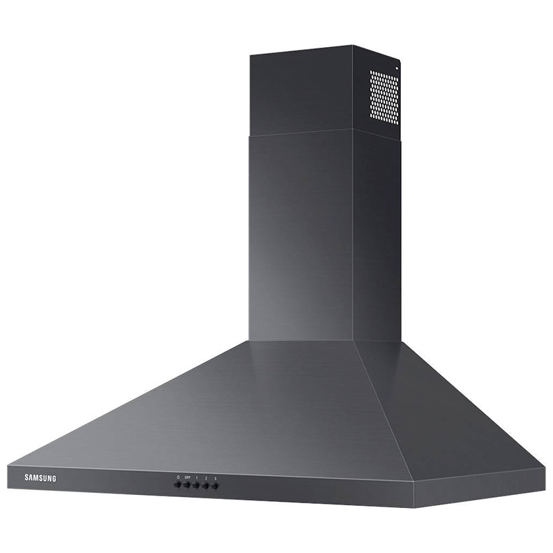 Samsung 30 in. Convertible Chimney Style Range Hood with 390 CFM, 3 Fan Speeds & 2 LED Lights - Fingerprint resistant Black Stainless, Fingerprint Resistant Black Stainless, hires