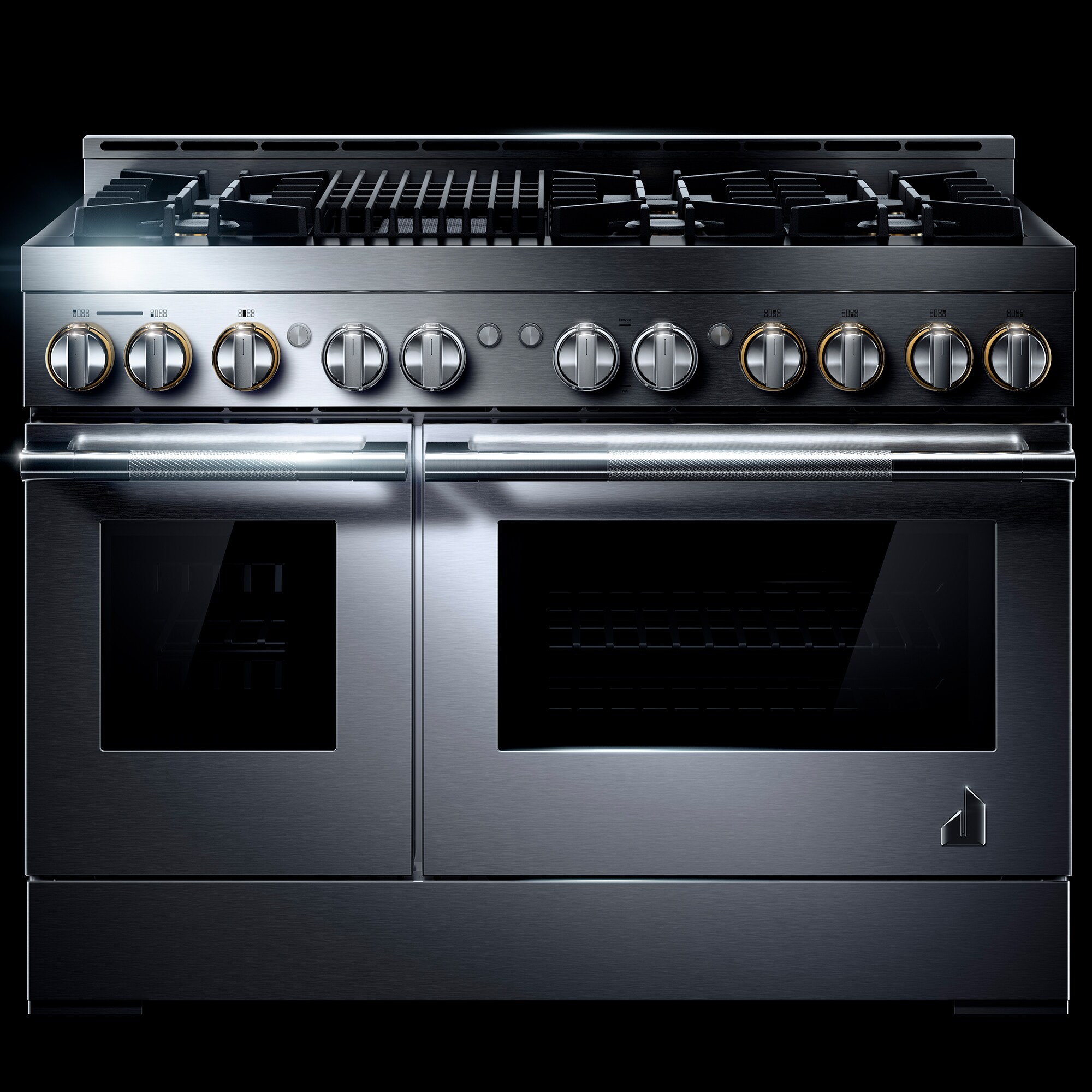 JennAir Rise Series 48 in. 6.3 cu. ft. Smart True European Convection Double Oven Gas Range with 6 Sealed Burners & Grill - Stainless Steel, , hires
