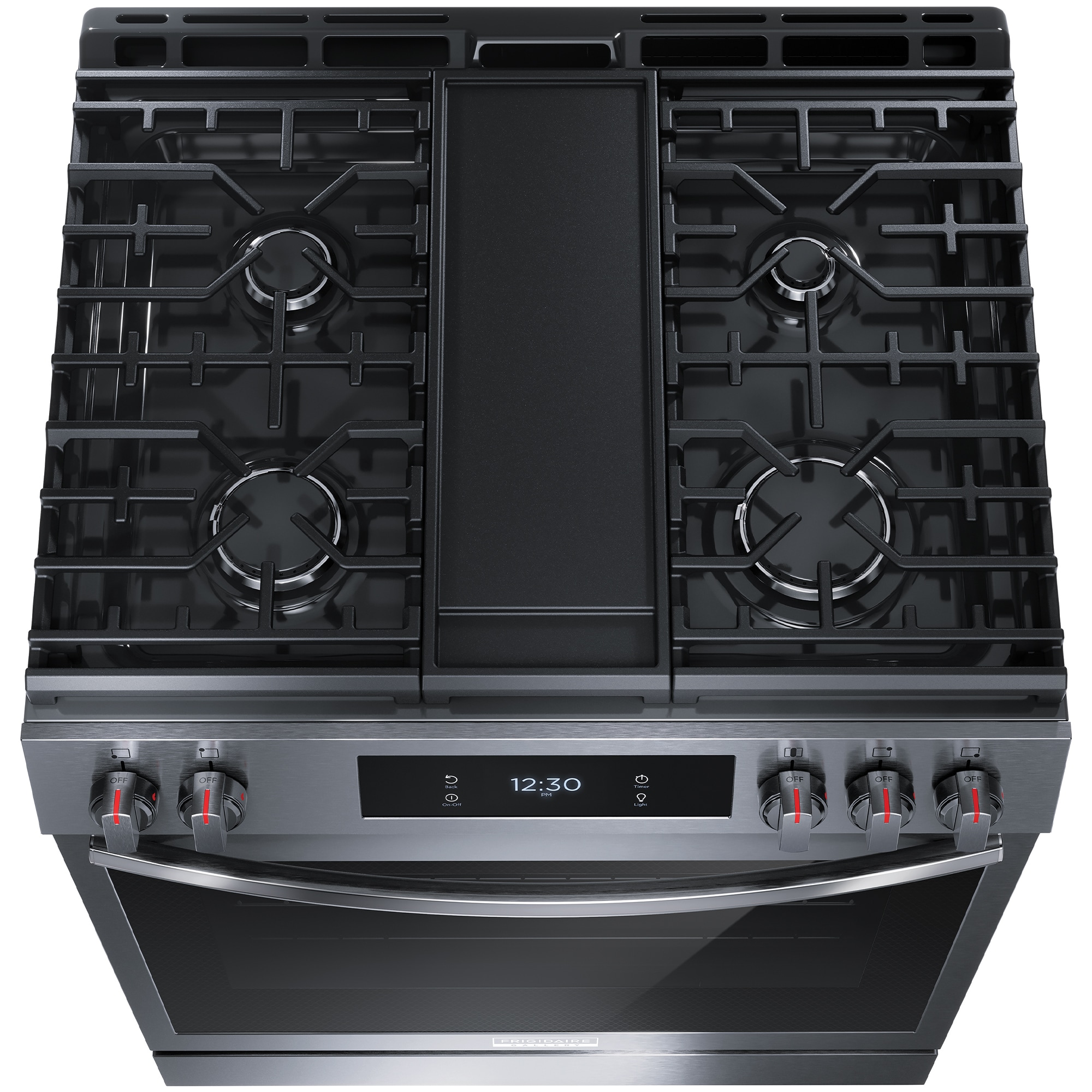 Frigidaire Gallery 30 in. 6 cu. ft. Air Fry True European Convection Steam Gas Range with 5 Sealed Burners & Griddle - Black Stainless, , hires