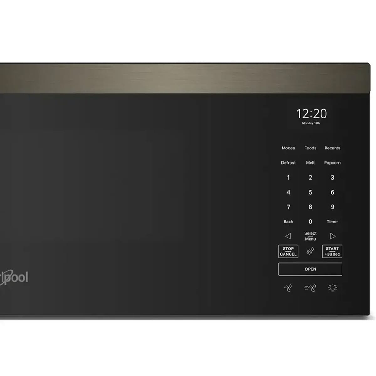 Whirlpool 30 in. 1.1 cu. ft. 1000W Low Profile Smart Over-the-Range Microwave with 450 CFM & Sensor Cooking - Black Stainless Steel, Black Stainless Steel, hires