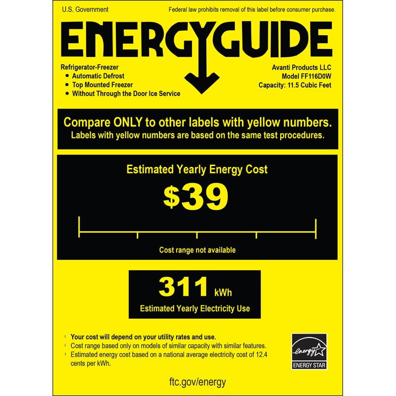 Avanti 24 in. 11.6 cu. ft. Counter Depth Top Freezer Refrigerator - White, , hires