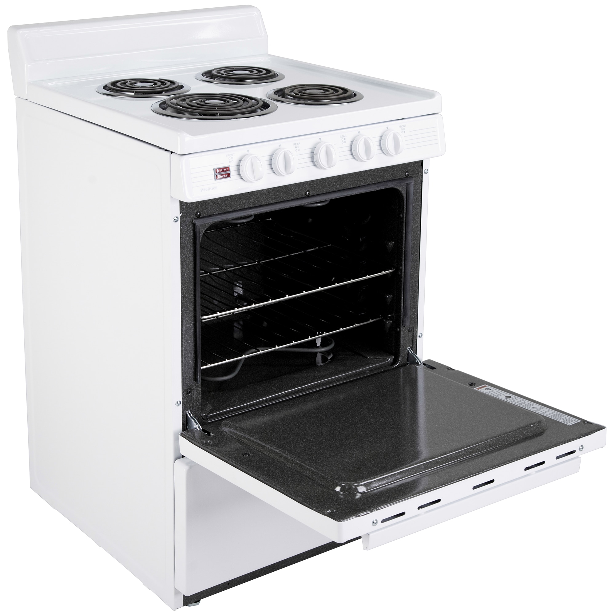Premier 24 in. 3 cu. ft. Electric Range with Coil Burners - White, , hires