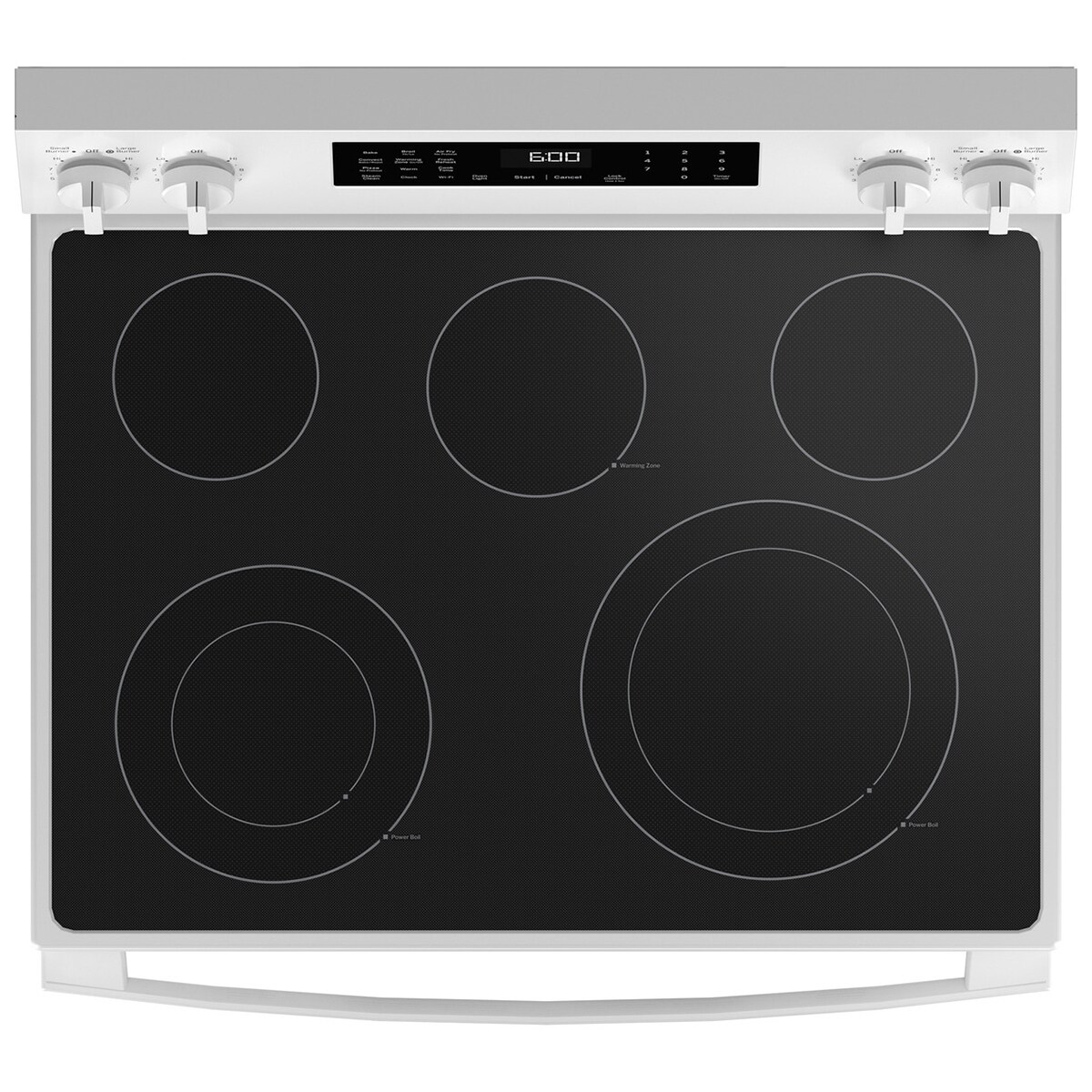 GE 30 in. 5.3 cu. ft. Smart Air Fry Standard Convection Electric Range with Radiant Burners - White, White, hires