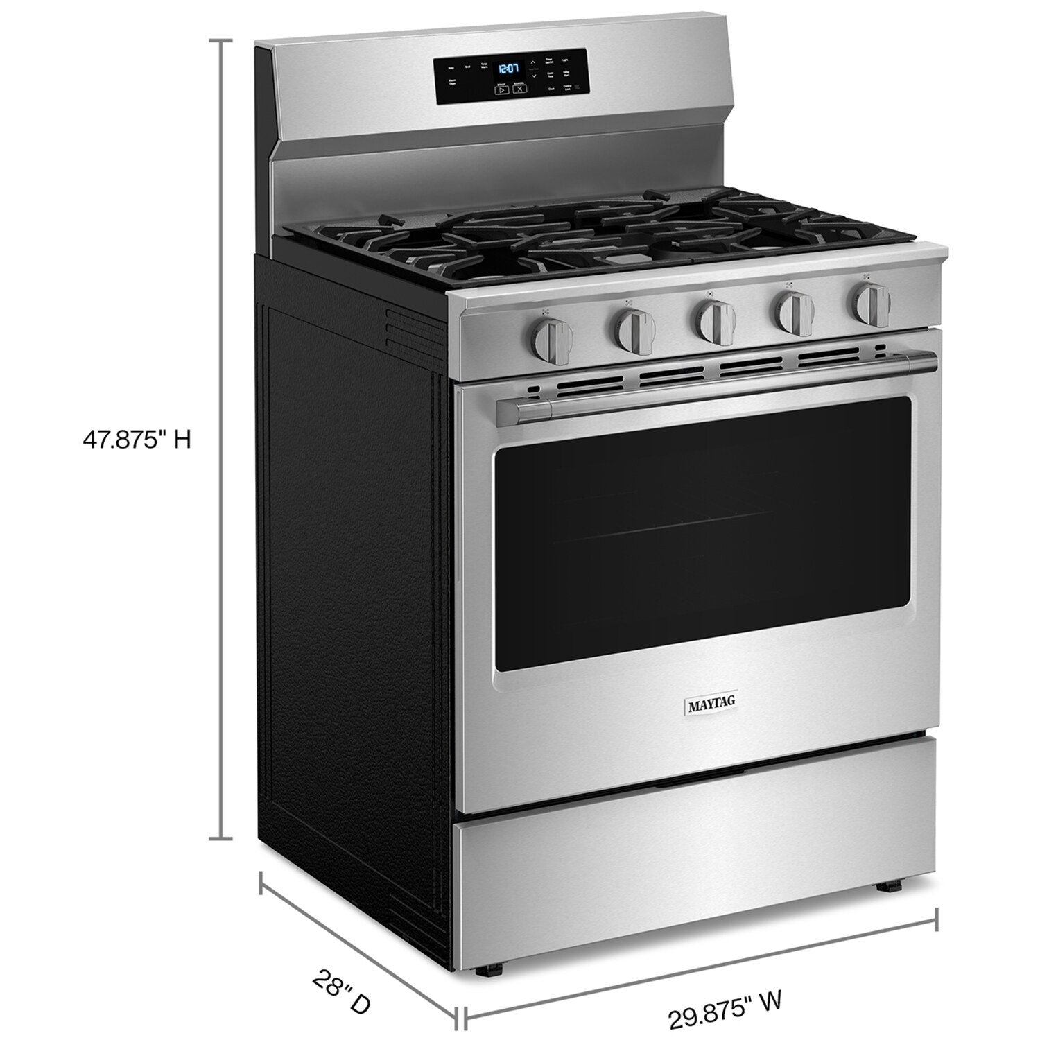 Maytag 30 in. 5 cu. ft. Gas Range with 5 Sealed Burners - Stainless Steel, Stainless Steel, hires