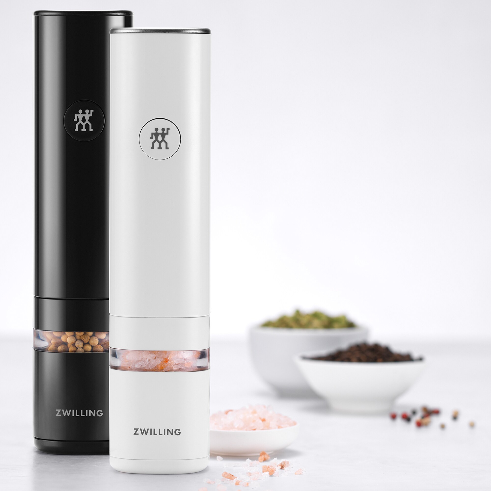 Zwilling Enfinigy Rechargeable Salt/Pepper Mill, Set of Two - Black & White, , hires