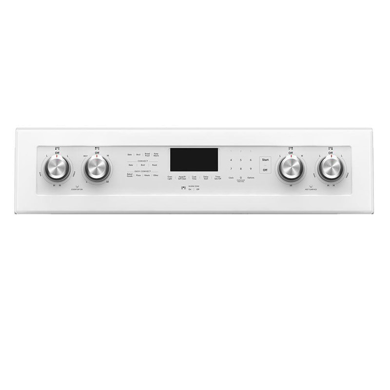 KitchenAid 30 in. 6.7 cu. ft. True European Convection Double Oven Electric Range with Radiant Burners - White, White, hires