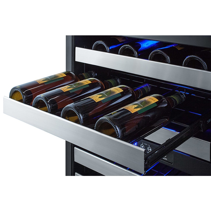 Summit 24 in. Undercounter Wine Cooler with Wire Racks, Dual Temperature Zones & 46 Bottle Capacity - Stainless Steel, , hires