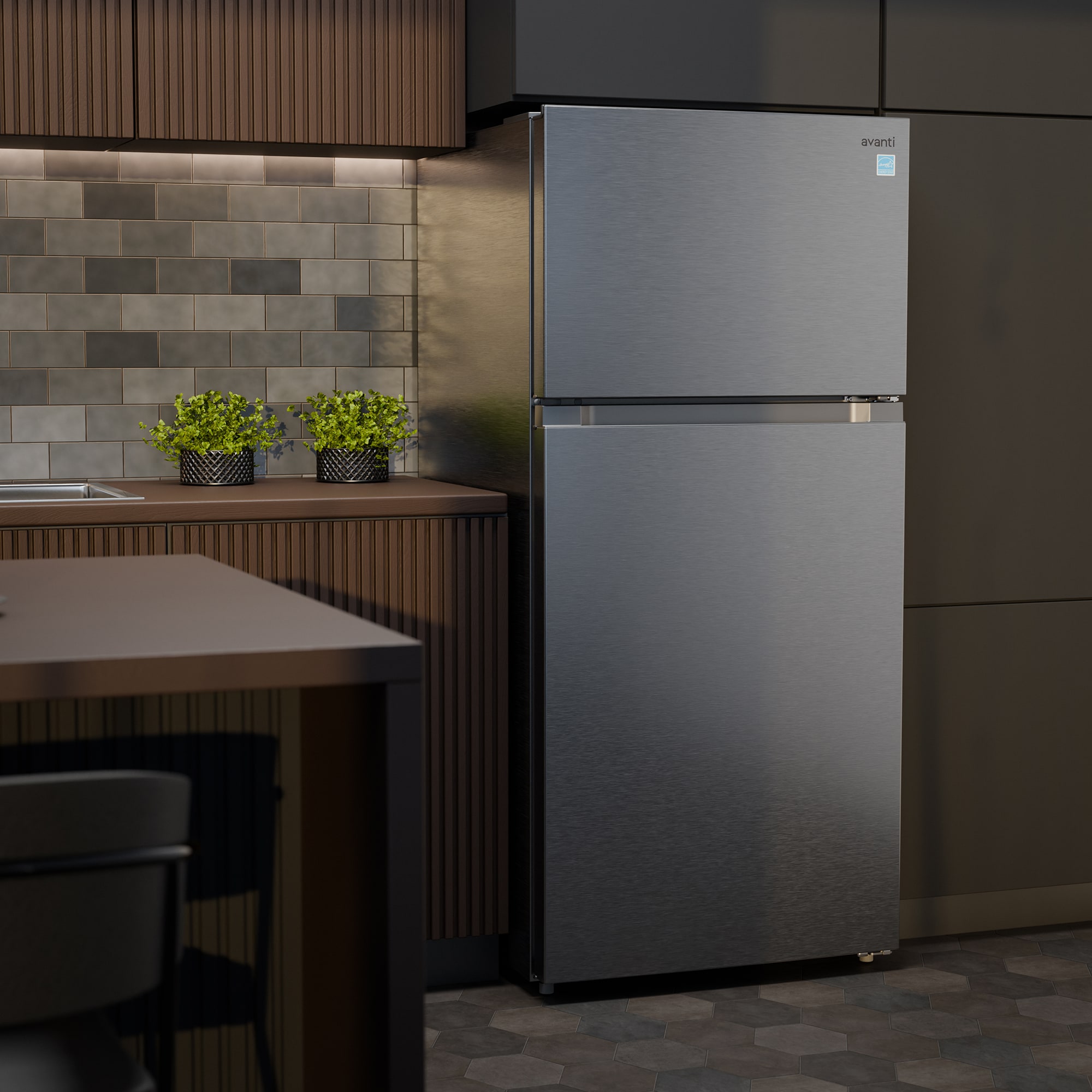 Avanti 28 in. 14.2 cu. ft. Counter Depth Top Freezer Refrigerator - Stainless Steel, Stainless Steel, hires