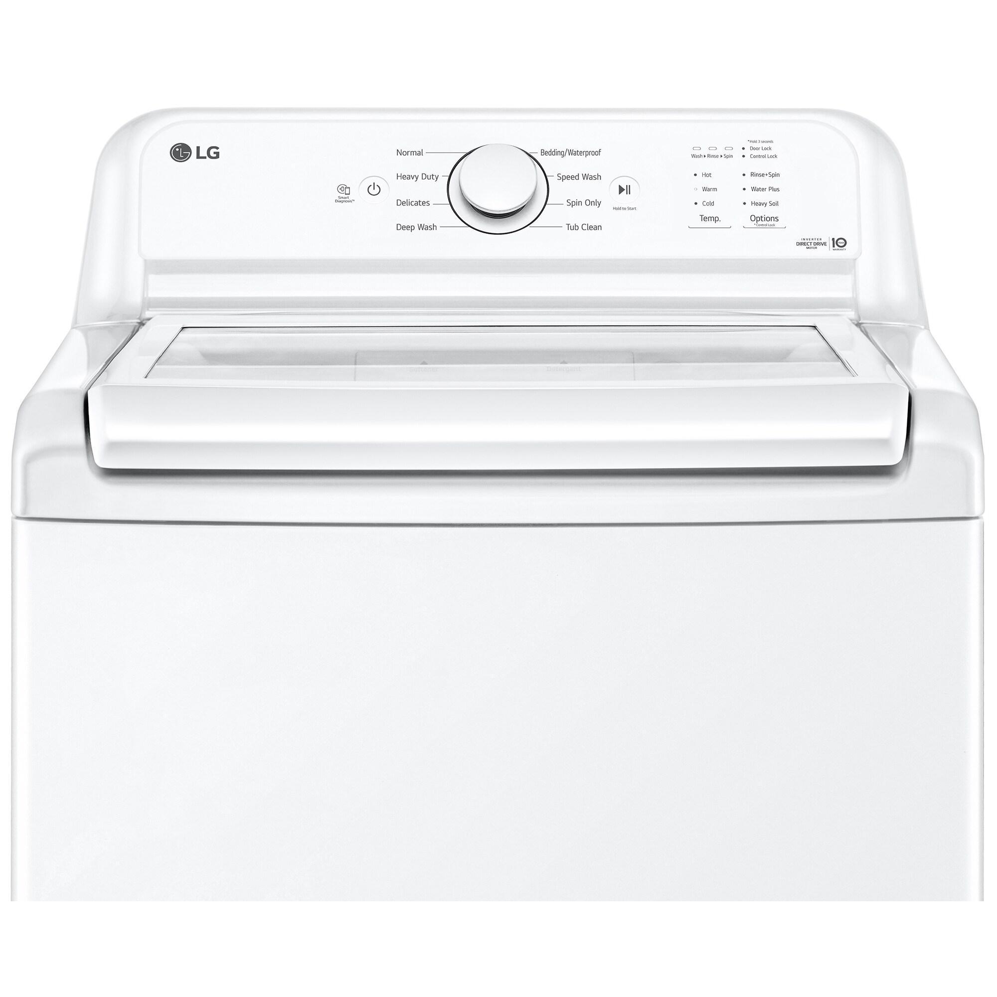 LG 27 in. 4.3 cu. ft. Top Load Washer with True Balance Anti-Vibration System & SlamProof Glass Lid - White, , hires