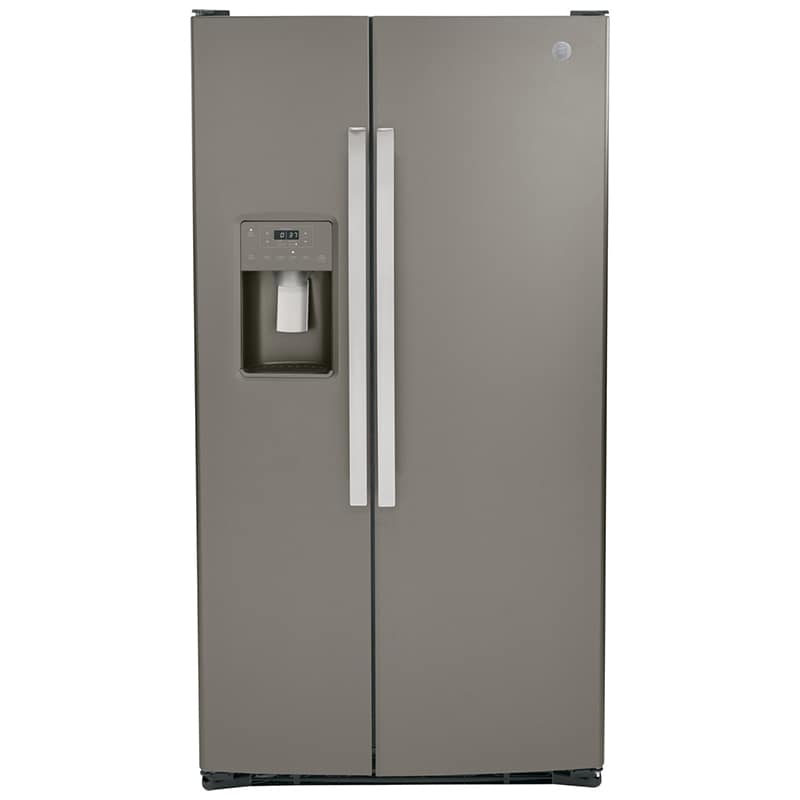 GE 36 in. 25.3 cu. ft. Side by Side Refrigerator with Ice & Water Dispenser - Fingerprint Resistant Slate, Slate, hires