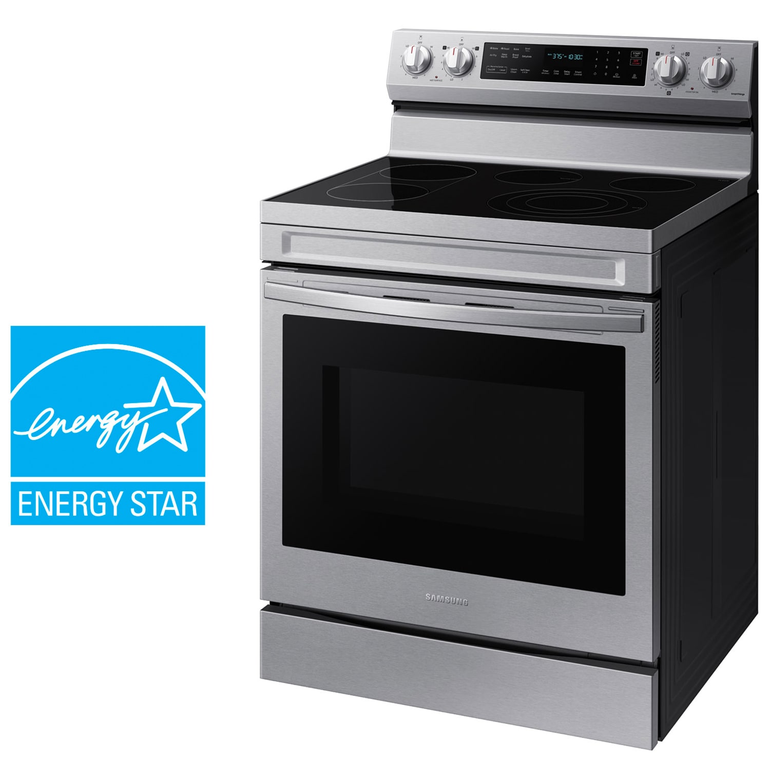 Samsung 30 in. 6.3 cu. ft. Smart Air-Fry True European Convection Electric Range with Radiant Burners & Griddle - Stainless Steel, , hires