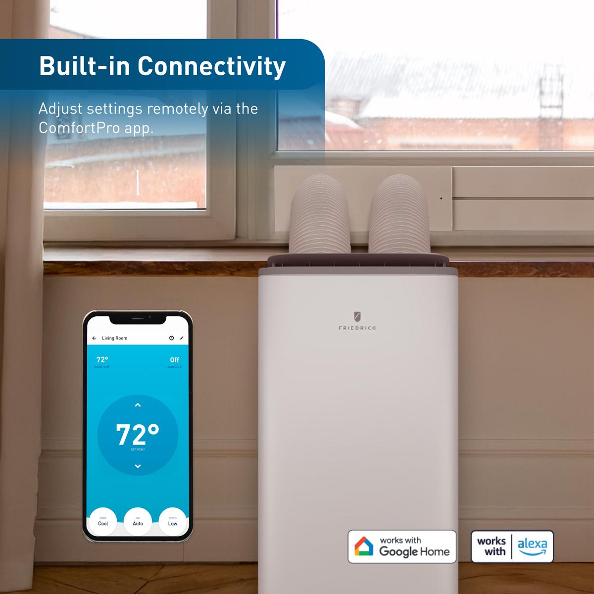 Friedrich ZoneAire Premier Inverter Series Dual-Hose 16,000 BTU 115V Smart Portable Air Conditioner with Heat Pump, 3 Fan Speeds, Remote Control - White, , hires