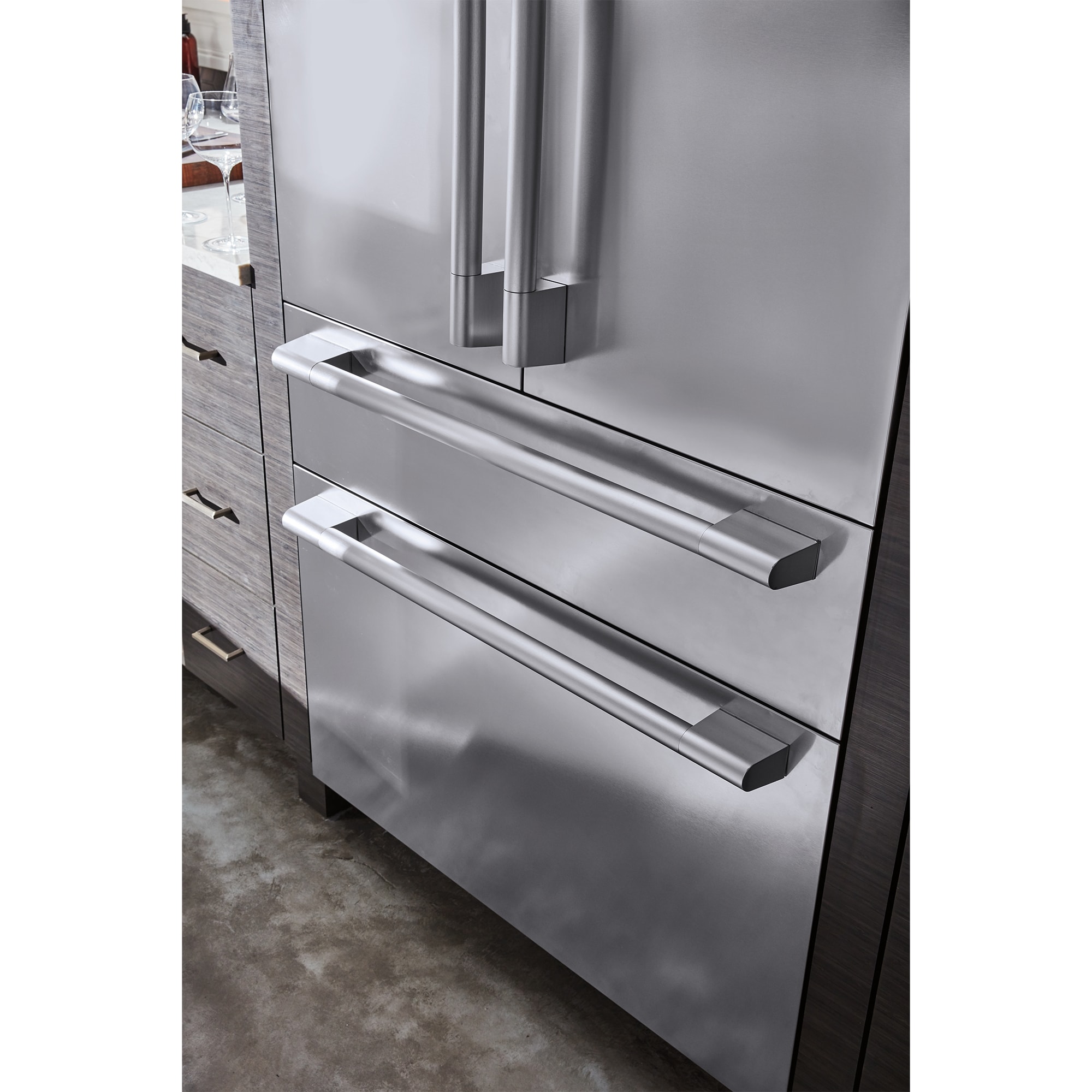 Signature Kitchen Suite 36 in. 19.3 cu. ft. Built-In Smart Counter Depth 4-Door French Door Refrigerator with Internal Water Dispenser - Custom Panel Ready, , hires