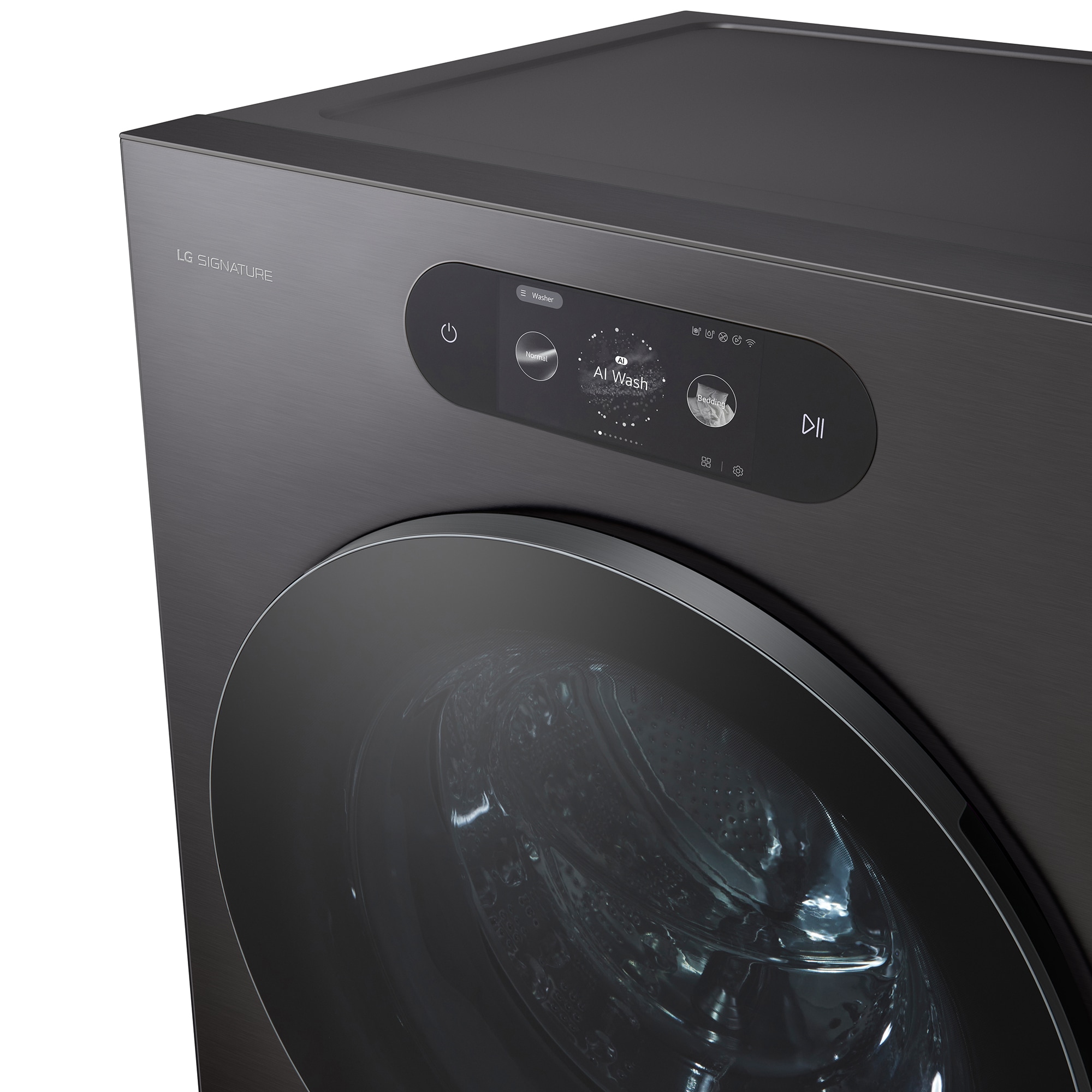 LG 29 in. 5.8 cu. ft. Smart Stackable Front Load Washer with Built-In Intelligence, TurboWash 360, EZ Dispense, Sanitize & Steam Cycle - Brushed Black Steel, , hires