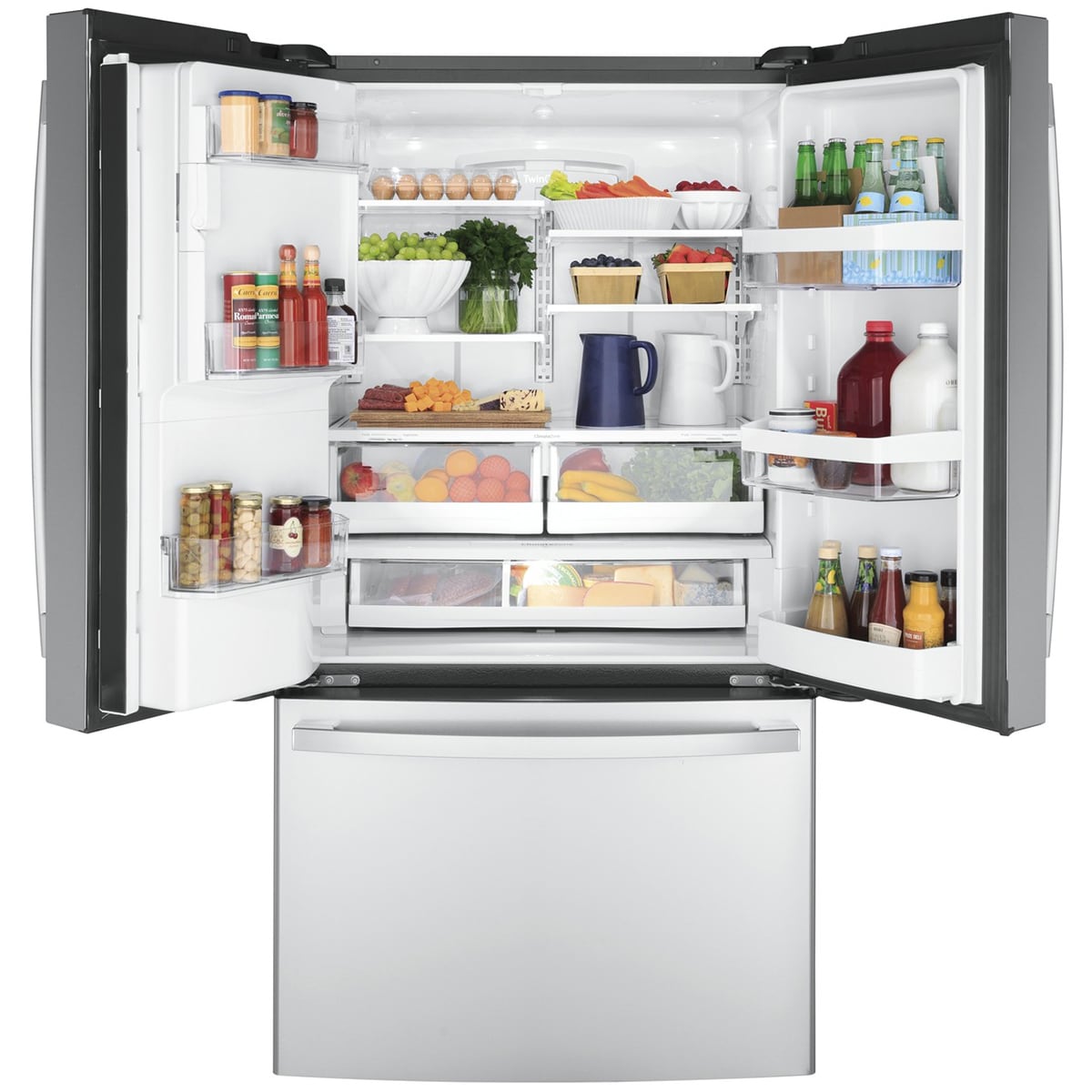 GE 36 in. 22.1 cu. ft. Counter Depth French Door Refrigerator with Ice & Water Dispenser - Fingerprint Resistant Stainless, Fingerprint Resistant Stainless, hires