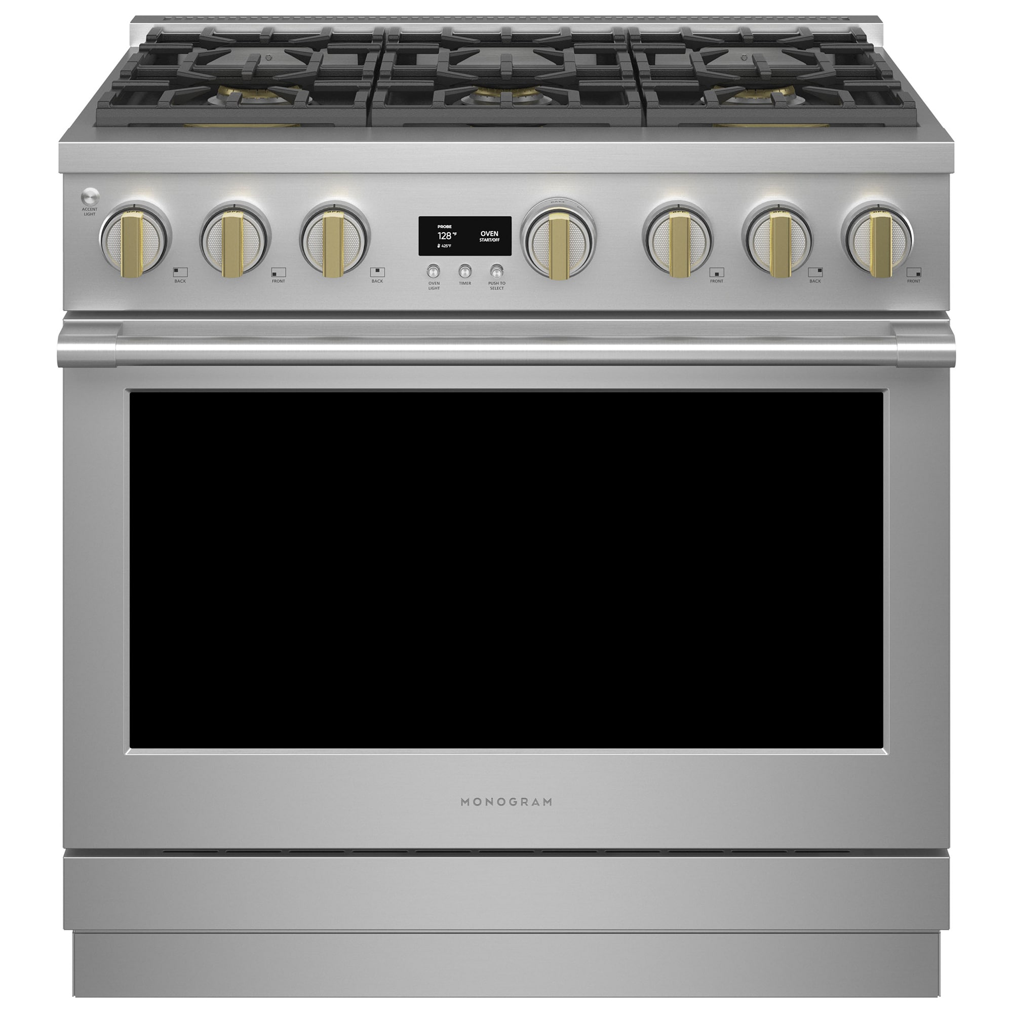 Monogram Statement Series 36 in. 6.2 cu. ft. Smart Standard Convection Gas Range with 6 Sealed Burners - Stainless Steel, , hires