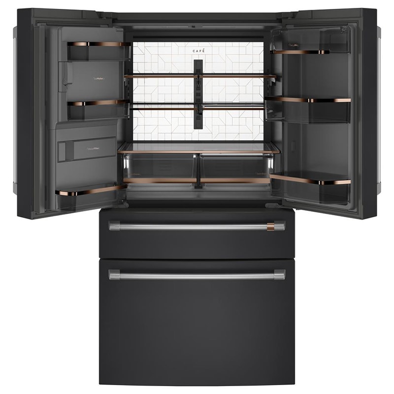 Cafe 36 in. 27.8 cu. ft. Smart 4-Door French Door Refrigerator with Ice & Water Dispenser - Matte Black, Matte Black, hires