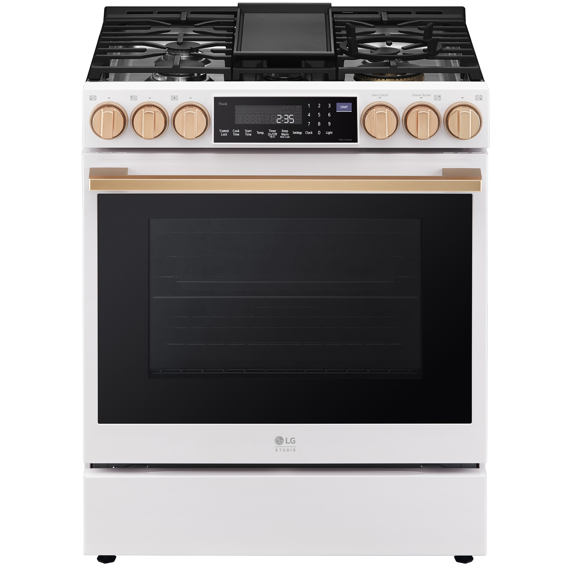 LG Studio 30 in. 6.3 cu. ft. Smart Air Fry True European Convection Slide-In Gas Range with 5 Sealed Burners & Griddle - Essence White, , hires