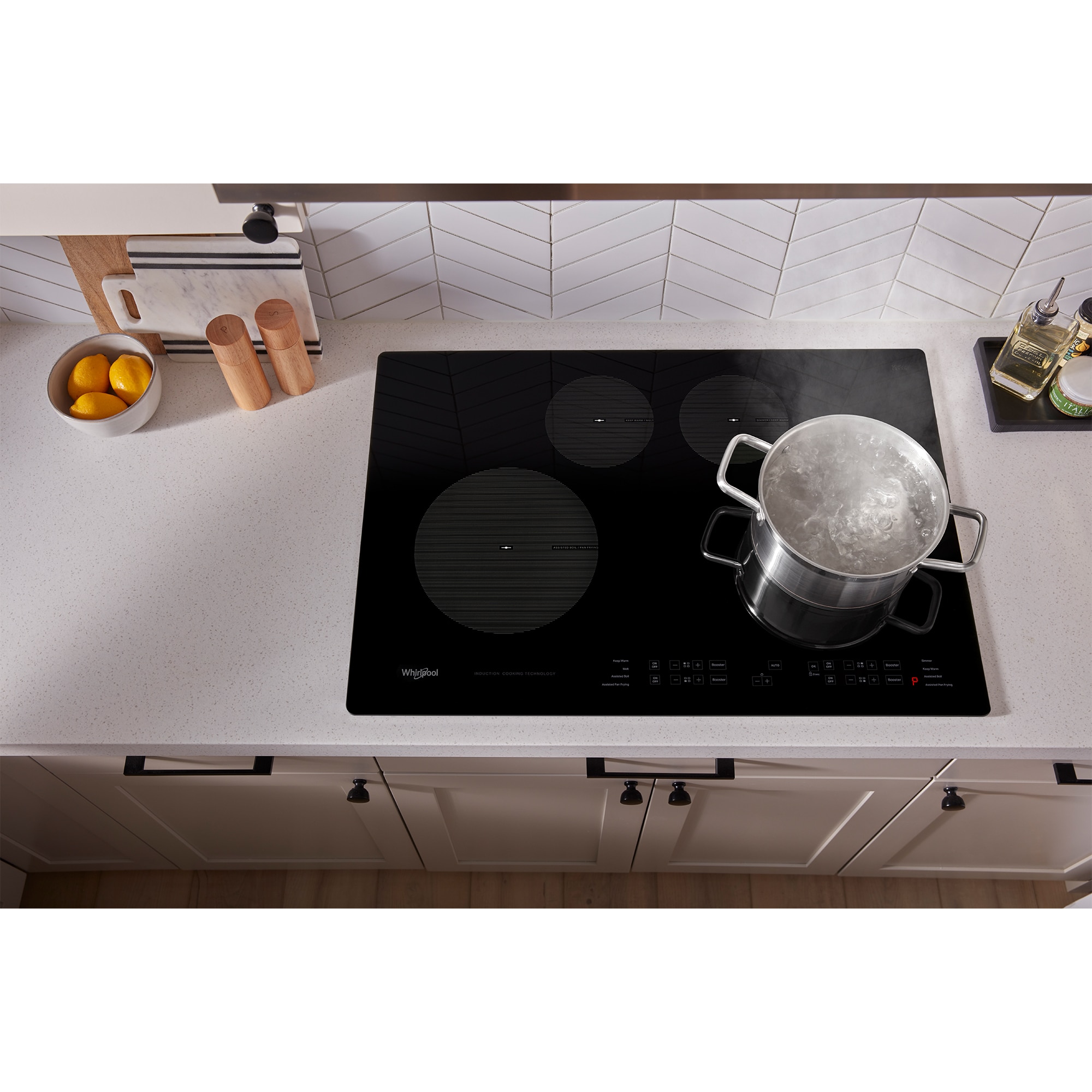 Whirlpool 30 in. 4-Burner Induction Cooktop with Simmer Burner & Power Burner - Black, , hires