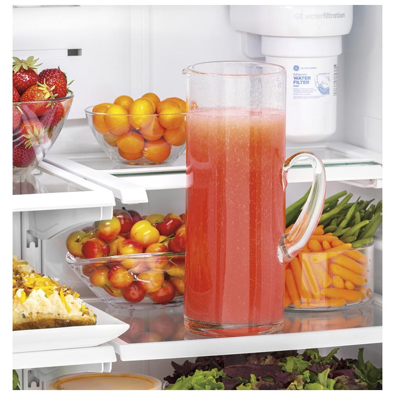 GE 33 in. 18.6 cu. ft. Counter Depth French Door Refrigerator with Internal Water Dispenser - White, White, hires