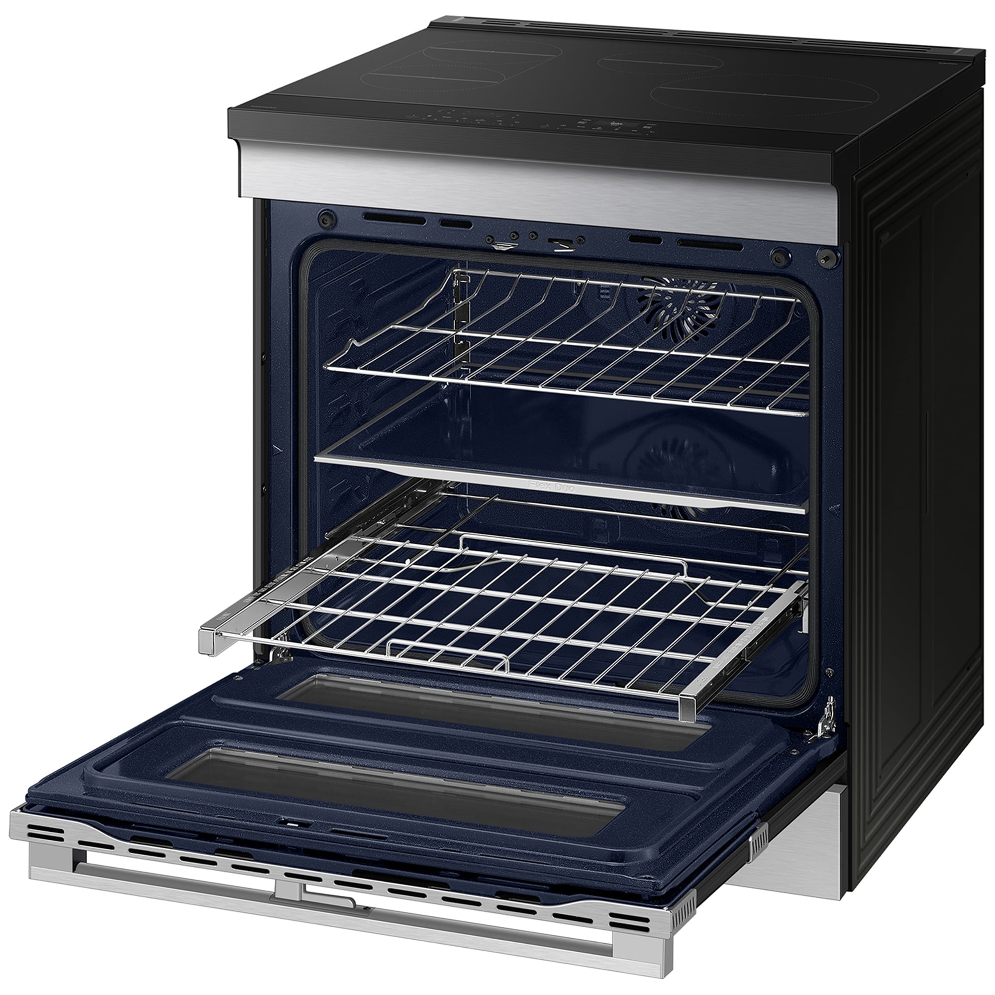 Samsung Bespoke 30 in. 6.1 cu. ft. Smart Air Fry True European Convection Double Oven Slide-In Electric Range with 4 Induction Burners - Stainless Steel, , hires