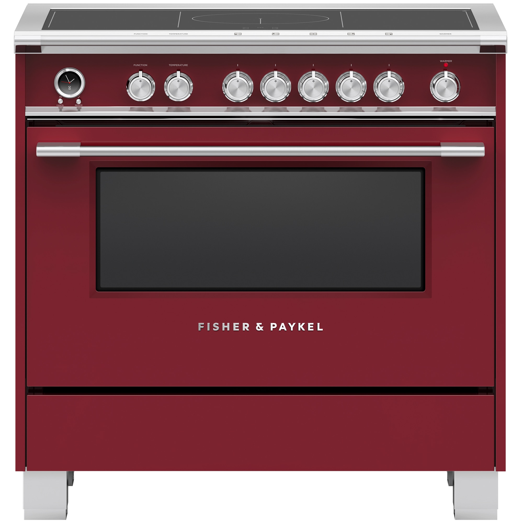Fisher & Paykel Series 9 Classic 36 in. 4.9 cu. ft. True European Convection Electric Range with 5 Induction Burners - Red, , hires