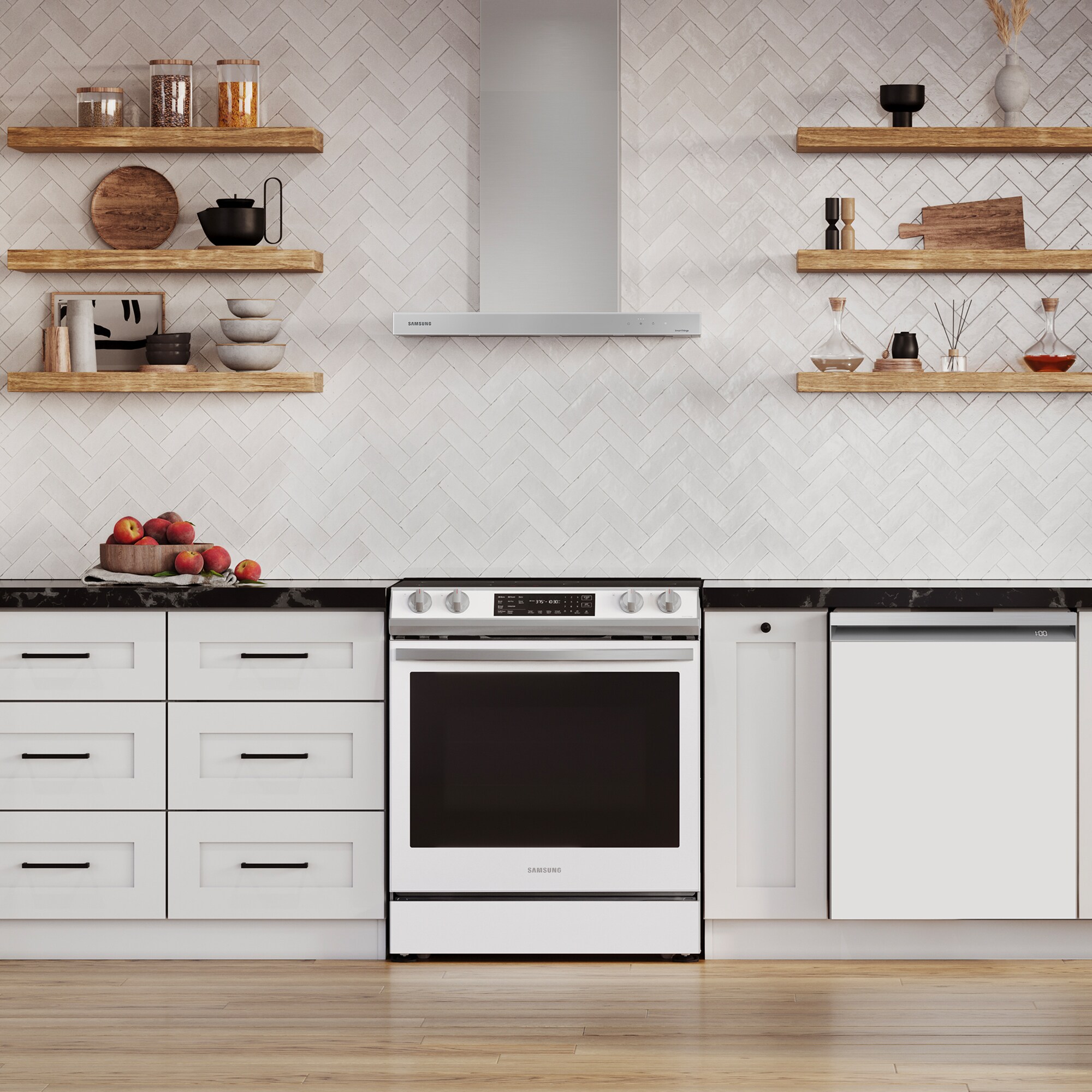 Samsung 30 in. Smart Convertible Chimney Style Range Hood with 630 CFM, 4 Fan Speeds & 1 LED Light - Gray, , hires