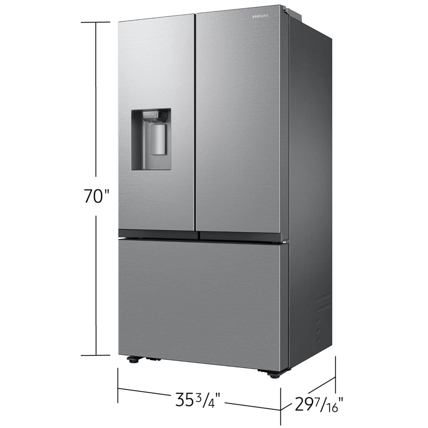 Samsung 36 in. 25.5 cu. ft. Smart Counter Depth French Door Refrigerator with Ice & Water Dispenser - Stainless Steel, , hires